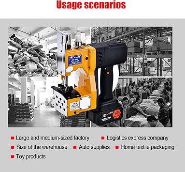 Bag Closer Sewing Machine, Industrial Bag Closing Machine Portable Electric Bag Stitching Seling Sack Seal Sewing Machine Kit Handheld Bag W/Char-ger Bag Sealing Machine Handheld Thread Bag Closer