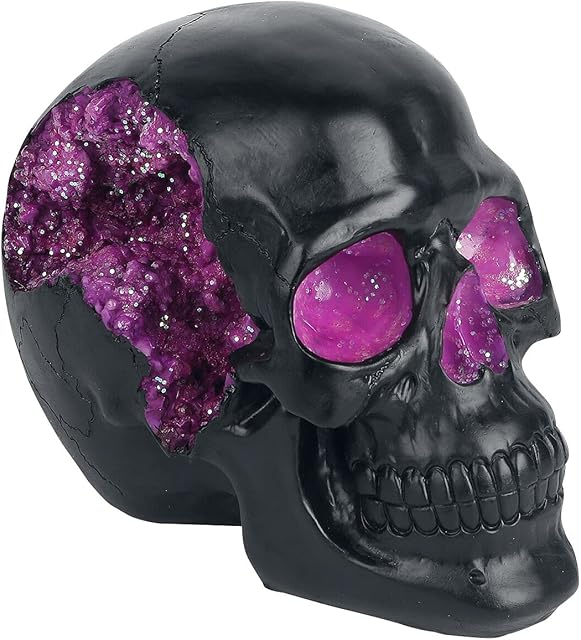 Nemesis Now Geode Skull Figurine 17cm, Resin, Black, Purple