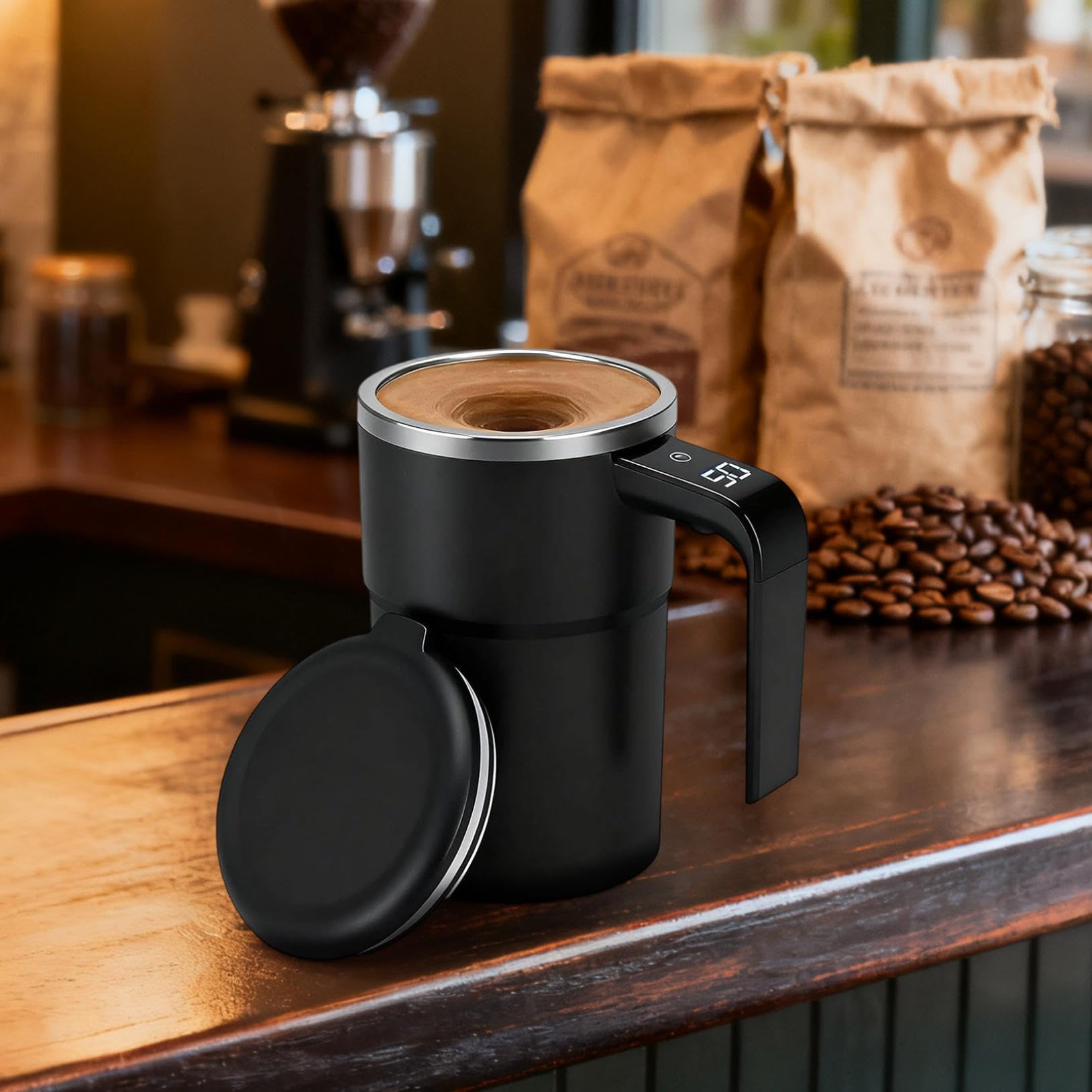Electric Coffee Mug With A Built-in Lcd Thermometer,2026 New Magnetic Stirring Cup Rechargeable Stainless Steel With Lid Electric Coffee Mug With A Built-in Lcd Thermometer,2026 New Magnetic Stirring Cup Rechargeable Stainless Steel With Lid