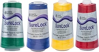 Coats & Clark - SureLock Serger Thread - 4 Cones (Red, Yellow, Blue, Green)