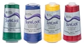 Coats & Clark - SureLock Serger Thread - 4 Cones (Red, Yellow, Blue, Green)