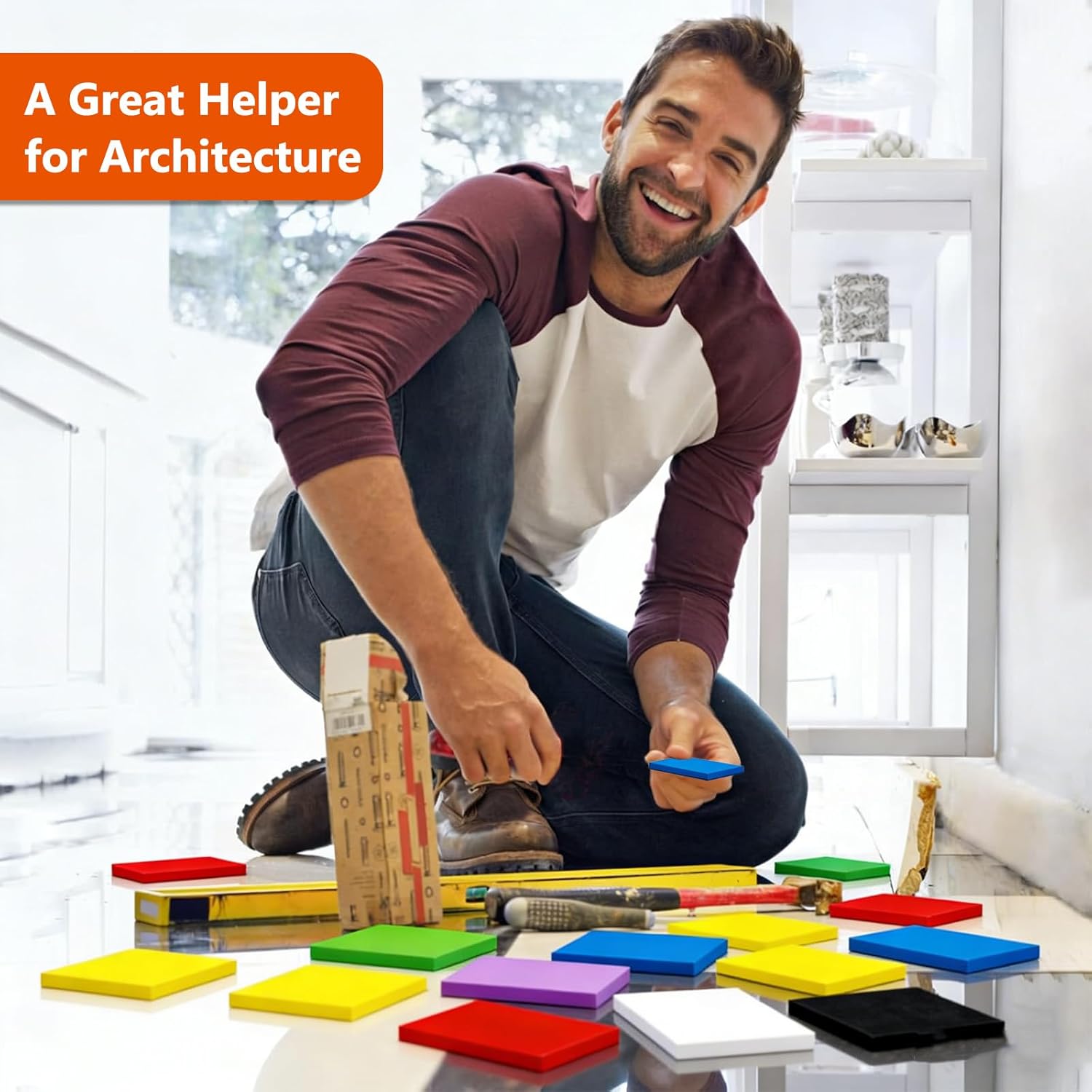 Foam Shims for Leveling Walls - Wall Flattening Shim Kits, High Density Foam Shim Kits for Wall Alignment & Gap Filling, 7 Sizes (100 Pieces per Size)