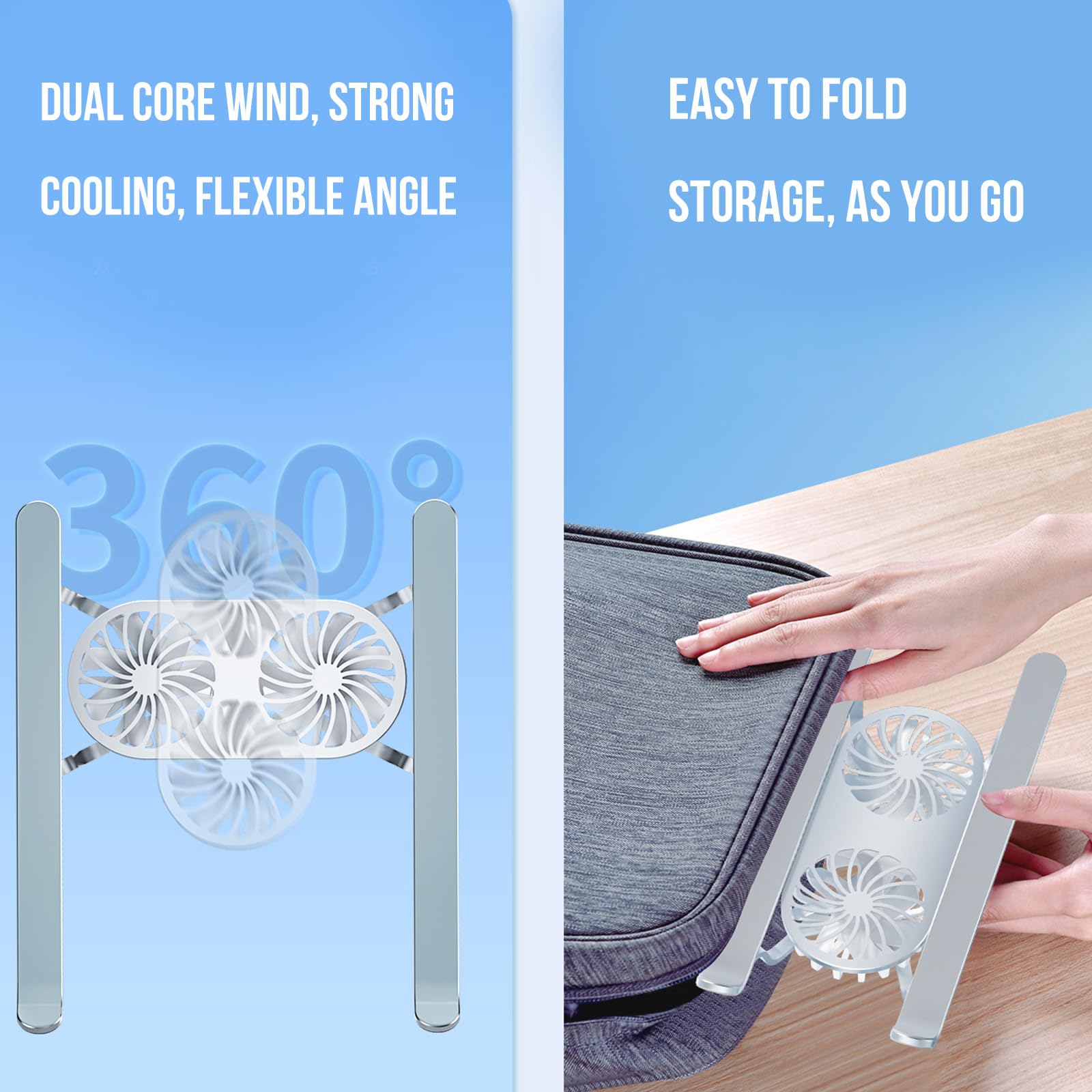 Supporto regolabile in alluminio per computer portatile con ventola di raffreddamento, per notebook da 13 a 21 pollici, raffreddamento efficace del calore