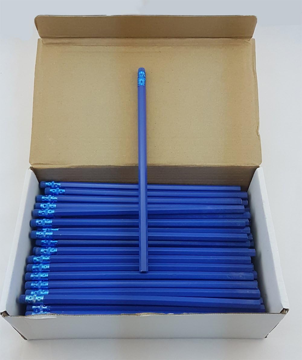 ezpencils 144 Sea Blue Pencils with Blue Ferrule & Blue