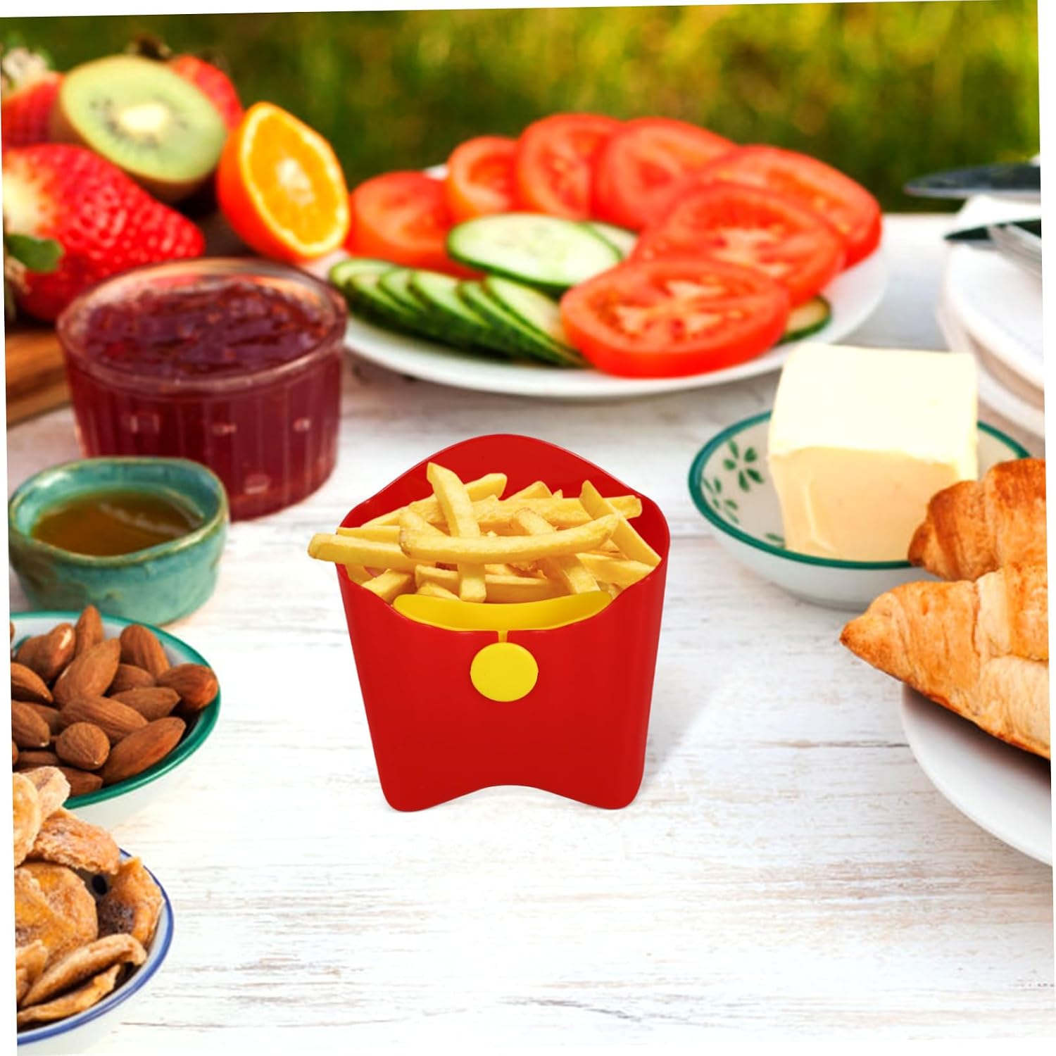 Snack Lunchable Container French Fry Cup Reusable Snack Holder Lunch Box for Fries Salad Holder Containers Multi-function