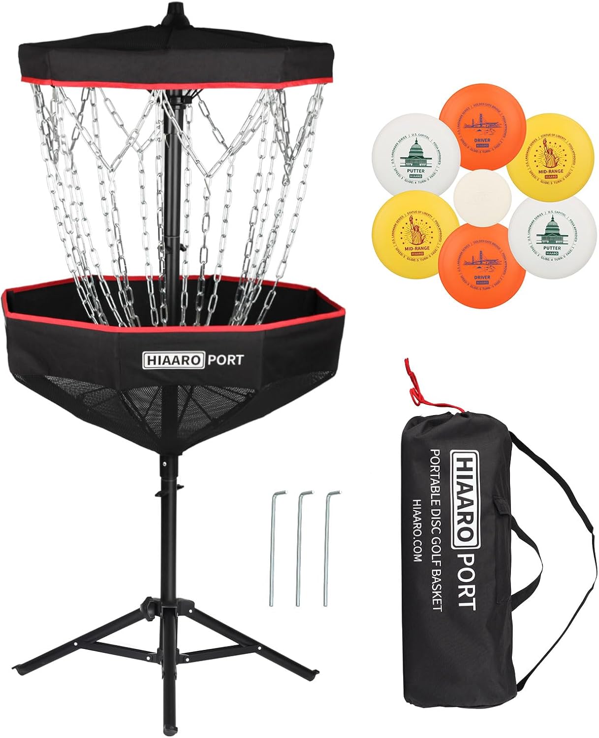 Port Disc Golf Basket and Disc Golf Starter Set Bundle