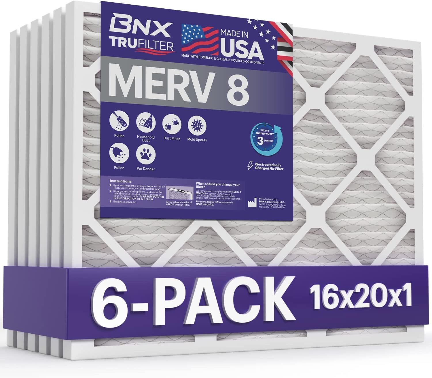 16x20x1 1-Pack - Air Filter MERV 11-Pleated HVAC/AC/Furnace Replacement