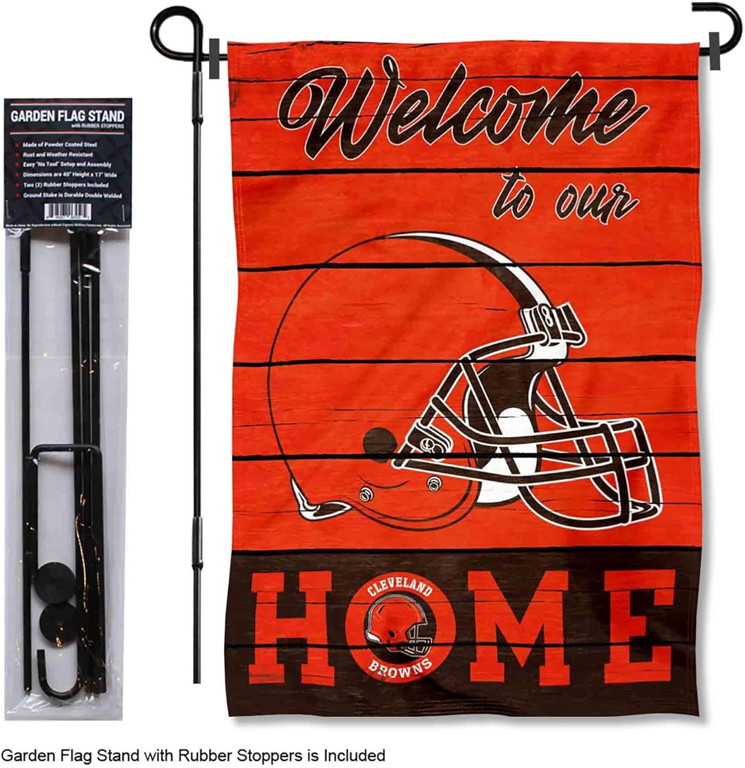 WinCraft Browns Welcome to Our Home Garden Flag and Flagpole Mount - Image 2