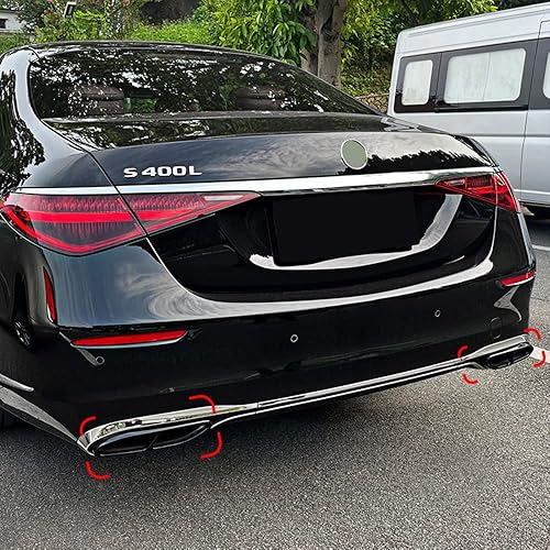 Miniatura 5 de Tubo de escape de garganta para Mercedes-Benz Clase S W223 S580 S560 S450 S500 S63 AMG S580e Accesorios exteriores de acero inoxidable negro