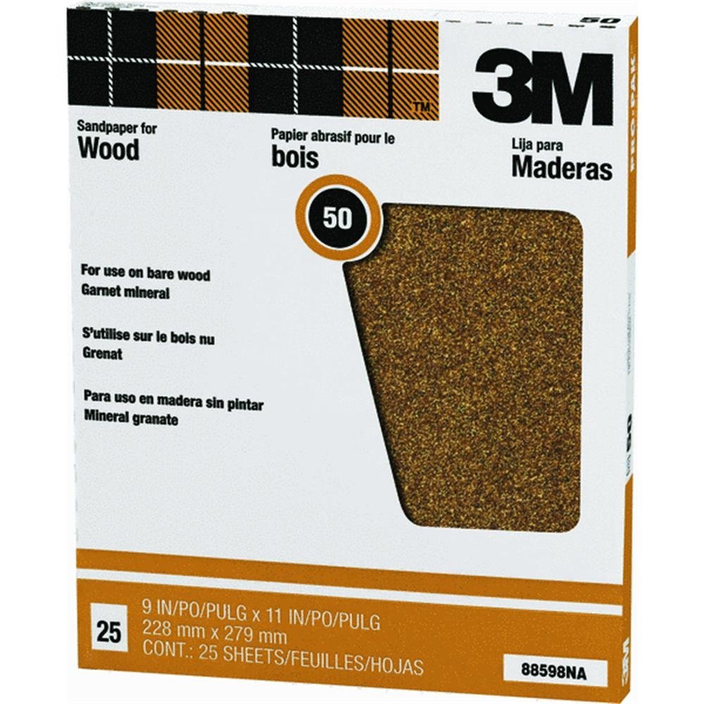 3M Pro-Pak 88598NA Garnet Sanding Sheets, 9-Inch by 11-Inch, 50D-Grit