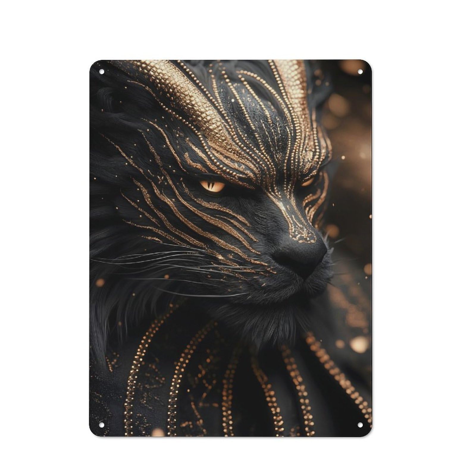 Junmoney Black Dragon With Gold Accents Metal Sign 40X30cm With For Home Bar Wall, Retro Decor, For Garage, Workshop And Man Cave Decoration
