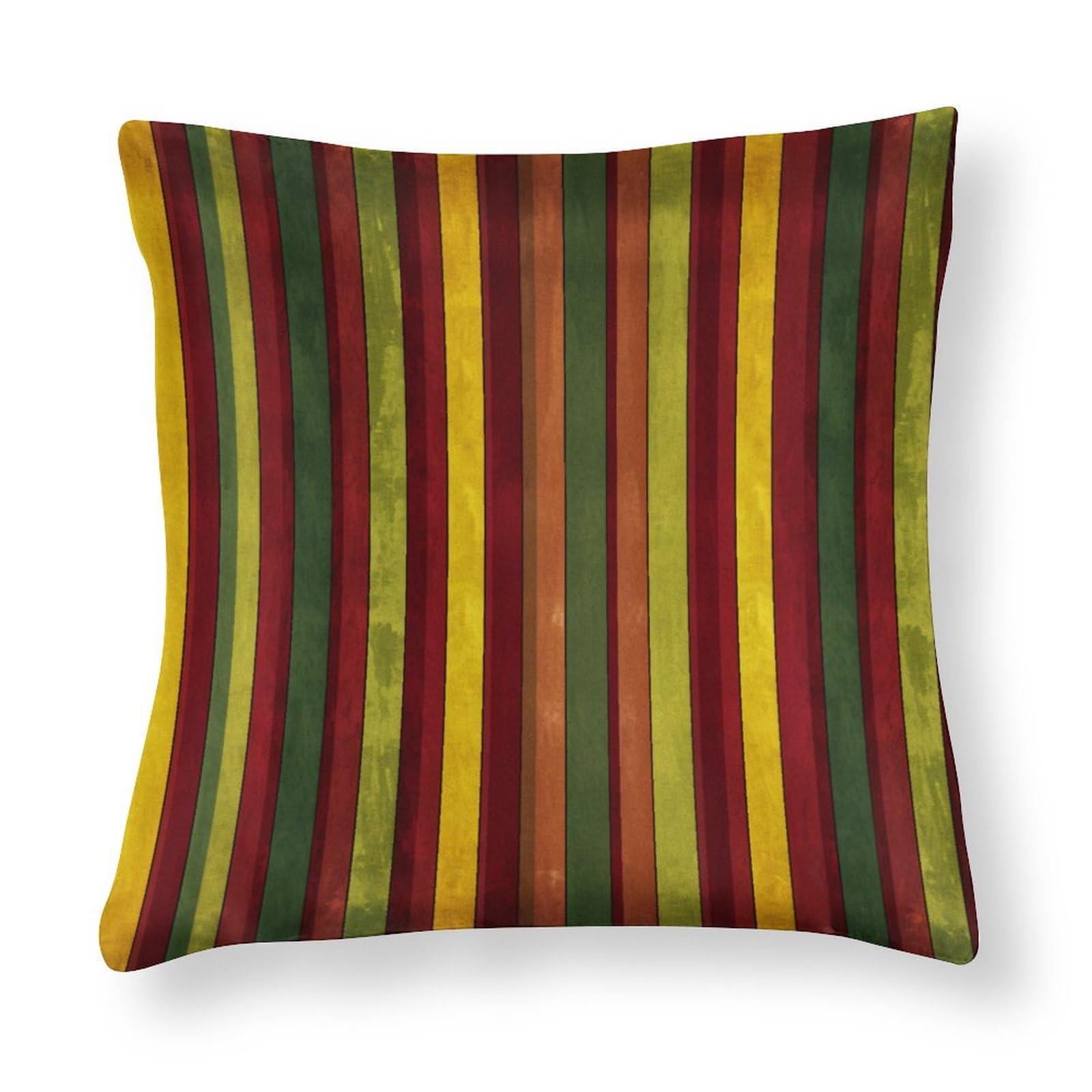 Pillows for Couch 26"x26" Burgundy Red Green Ochre Yellow Stripes Pattern Satin Square Throw Pillow Covers Multicolor Textured Boho Decorative Throw