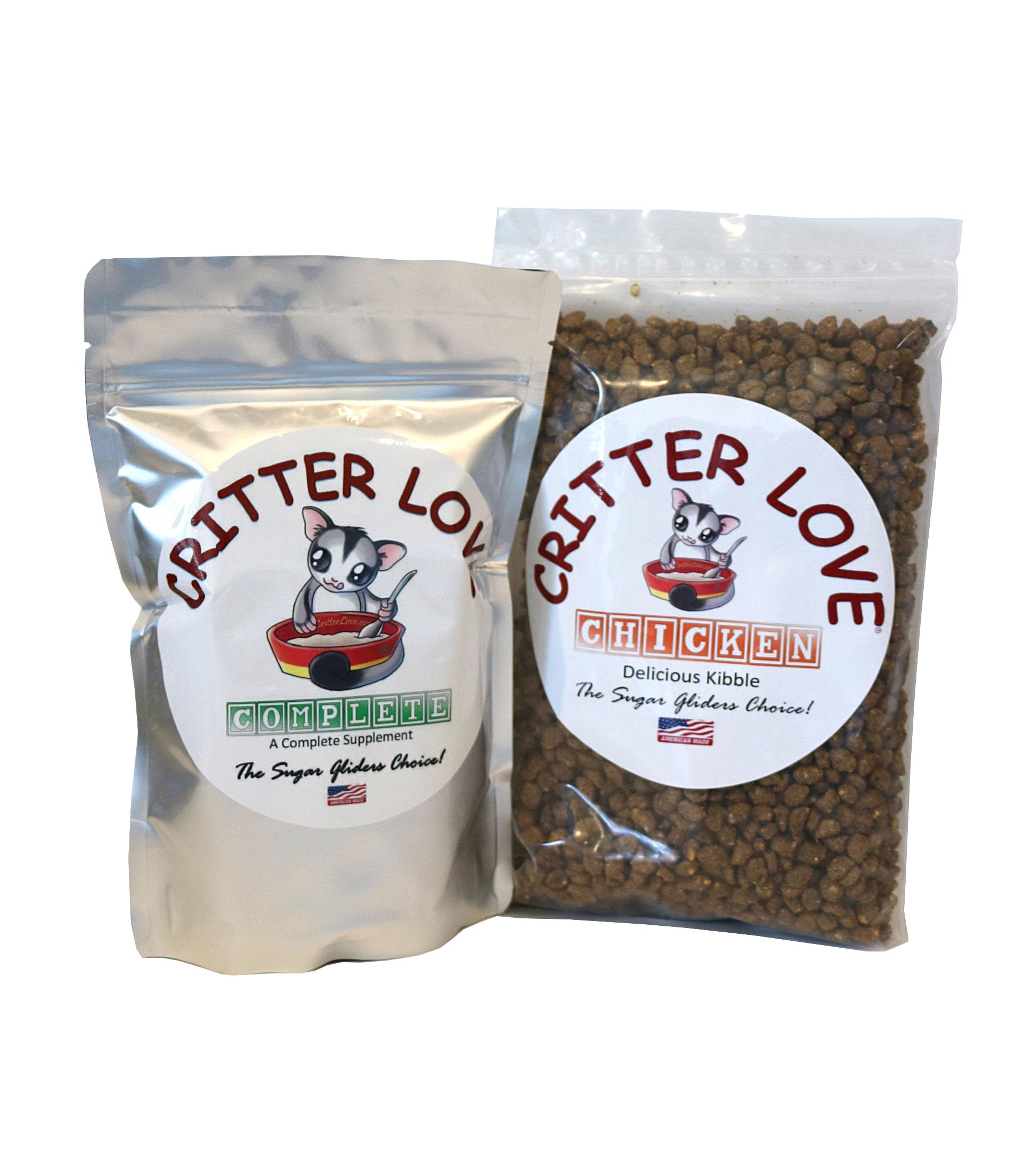 Critter Love Complete & Chicken Kibble Sugar Glider Food - Combo Pack