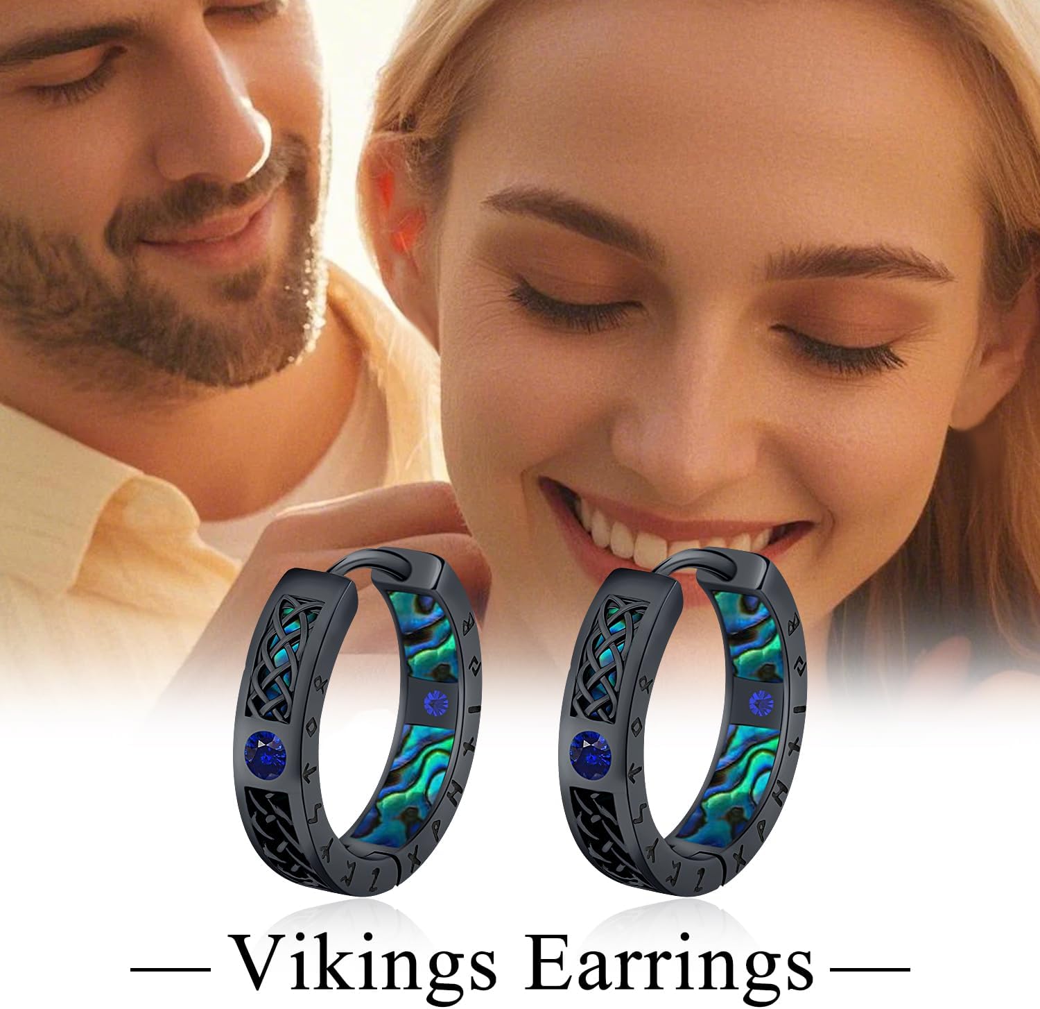 Odinstone Men Earrings Sterling Silver Vikings Celtic Earrings Nordic Runes Jewelry Hypoallergenic Stylish Hip Hop Hoop Earring for Women - Image 7