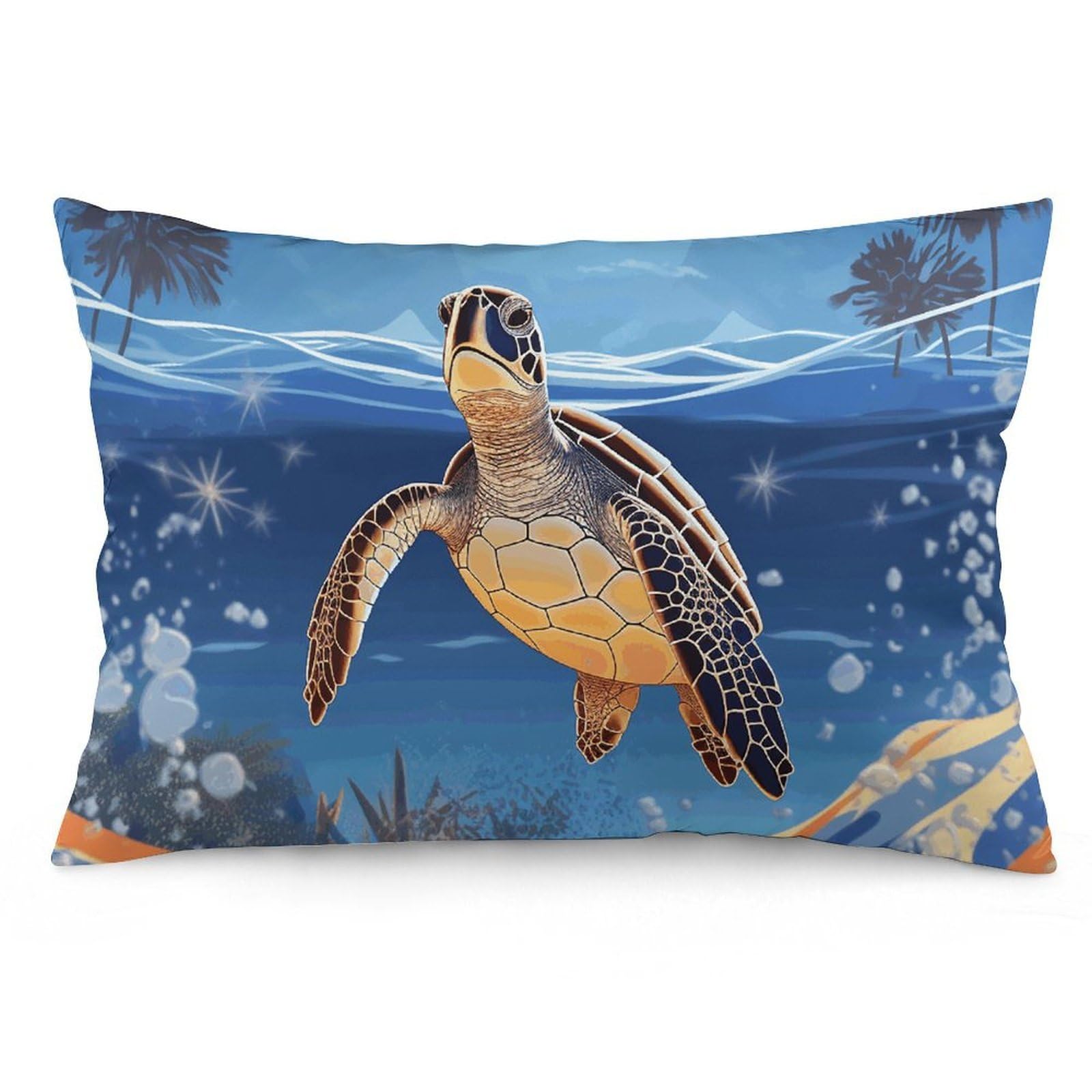 NTVOWPZO 2 Pack Decoration Throw Pillow Covers 12 "x20 Pillowcases Covers Turtle on The Beach Pillowcases Modern Farmhouse Home Decor Sofa Cushions Covers for Couch Bed Living Room