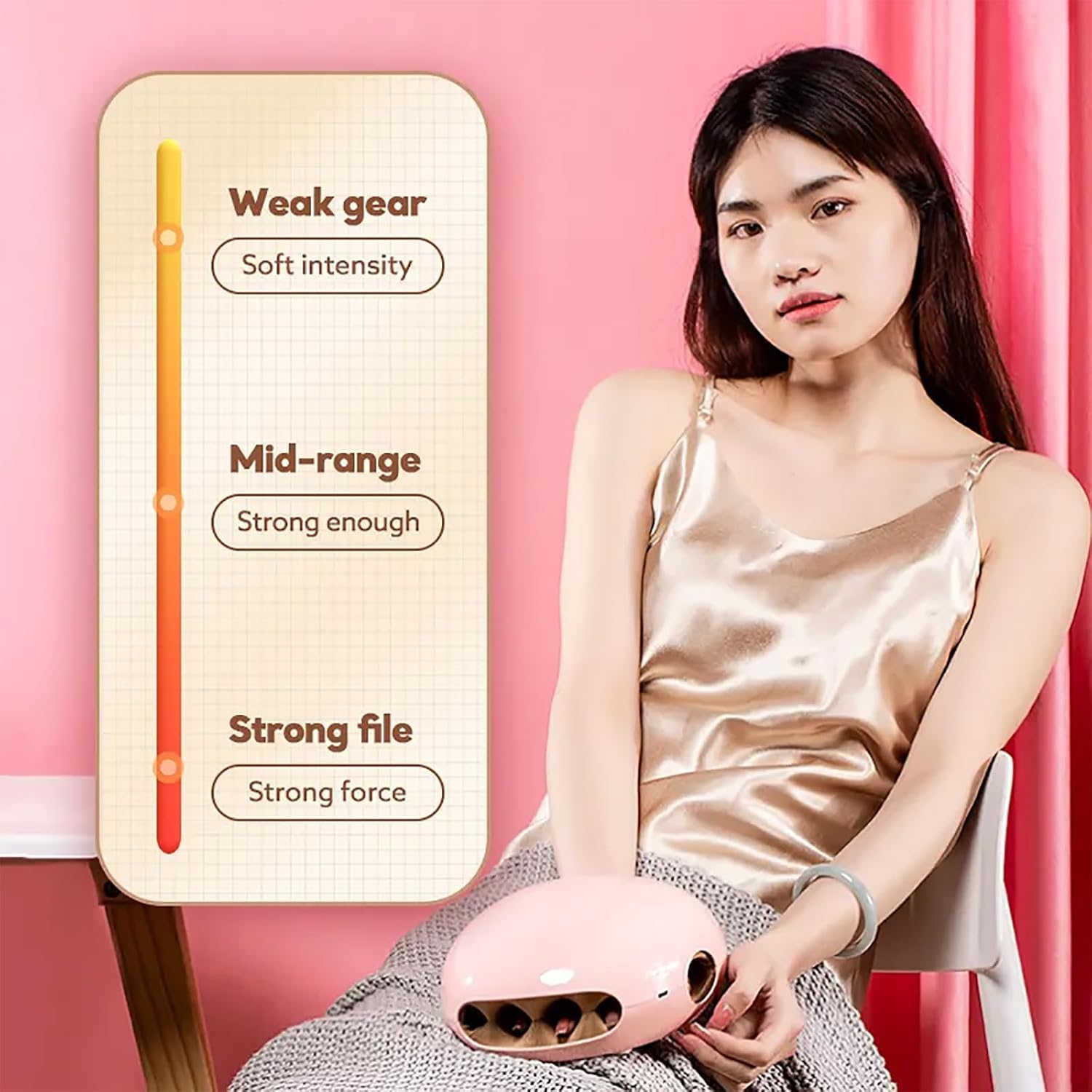 Masajeador De Mano con Compresión, Inalámbrico, con 3 Niveles De Compresión, Calor Y Vibración, Recargable por USB, para Aliviar Dolores Musculares Y Artríticos, del Túnel Carpiano., White
