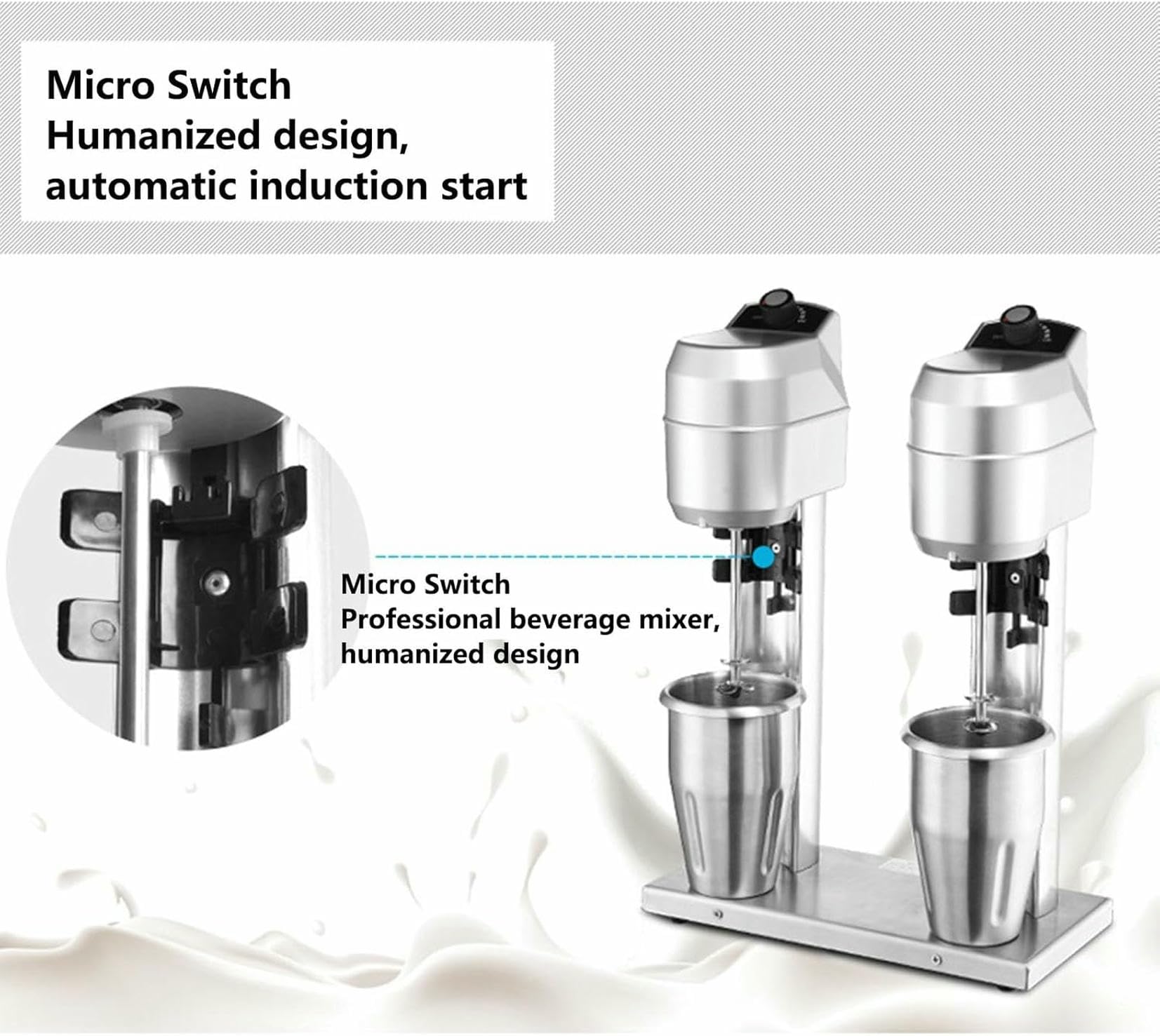 Mieszalnik Elektryczny Do Koktajli, Mieszalnik Z Ciągłą Prędkością, Z Kubkiem Mieszania 1000 Ml, Ze Stali Nierdzewnej, Do Smoothies, Do Prot~/