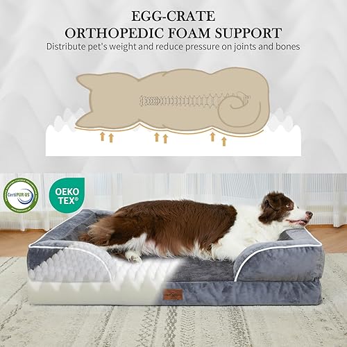 Miniatura 189 de Comfort Expression - Cama ortopédica para perros extragrandes, 53 x 42 pulgadas, cama impermeable y de apoyo de espuma con cojines removibles, con