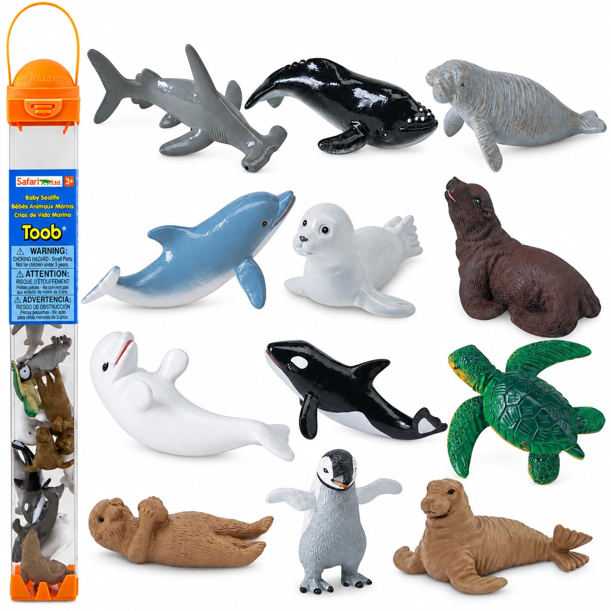 Baby Sea Life TOOB - Figurines: Harp Seal, Beluga, Penguin, Dolphin, Orca, Shark, Manatee, Turtle, Walrus, Sea Lion, Otter - Educational Toy Figures For Boys, Girls & Kids Ages 3+