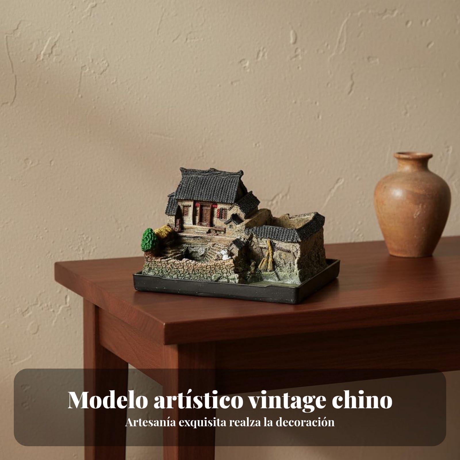 Figurina Casa in Resina Modello Miniatura Scultura Cortile Base Micro Giardino con Texture Realistiche E Fascino Pastorale Adatta per Scrivania, 21 15 13cm, Stile 1