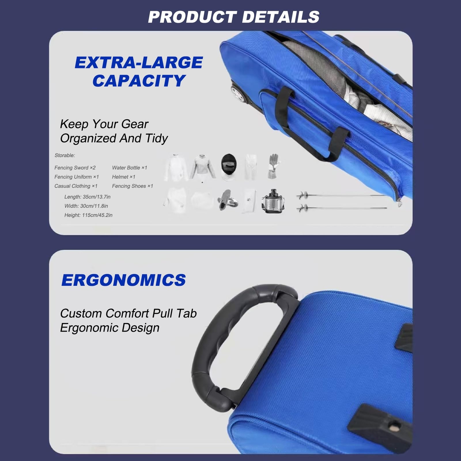Bolsa de almacenamiento para equipos de esgrima, bolsa portátil HEMA para espada, tela Oxford impermeable 1680D, funda de engranajes para papel de aluminio, espada, sable