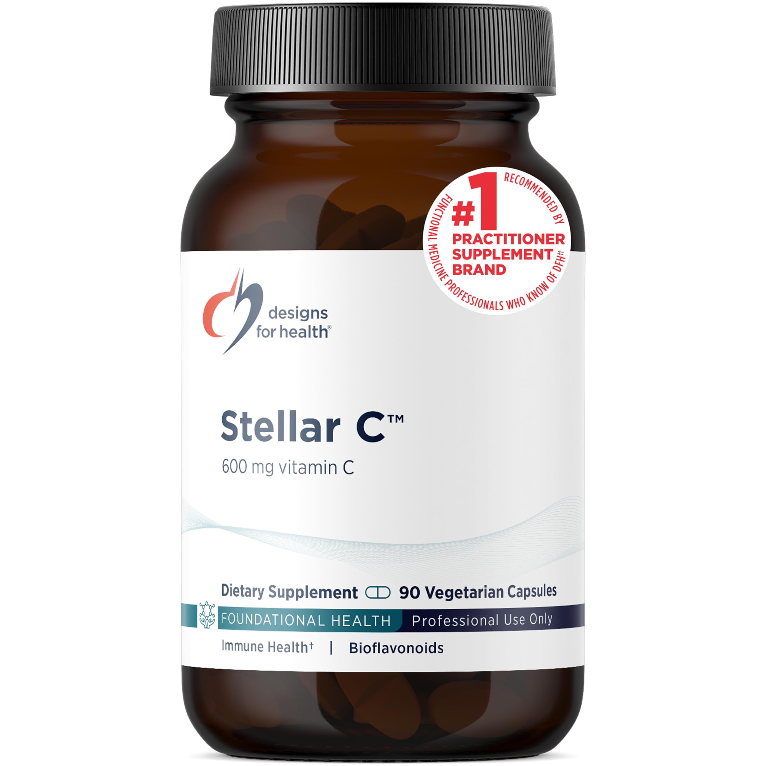 Designs for Health Stellar Vitamin C + Quercetin Supplements, 90 Capsules Standard Packaging