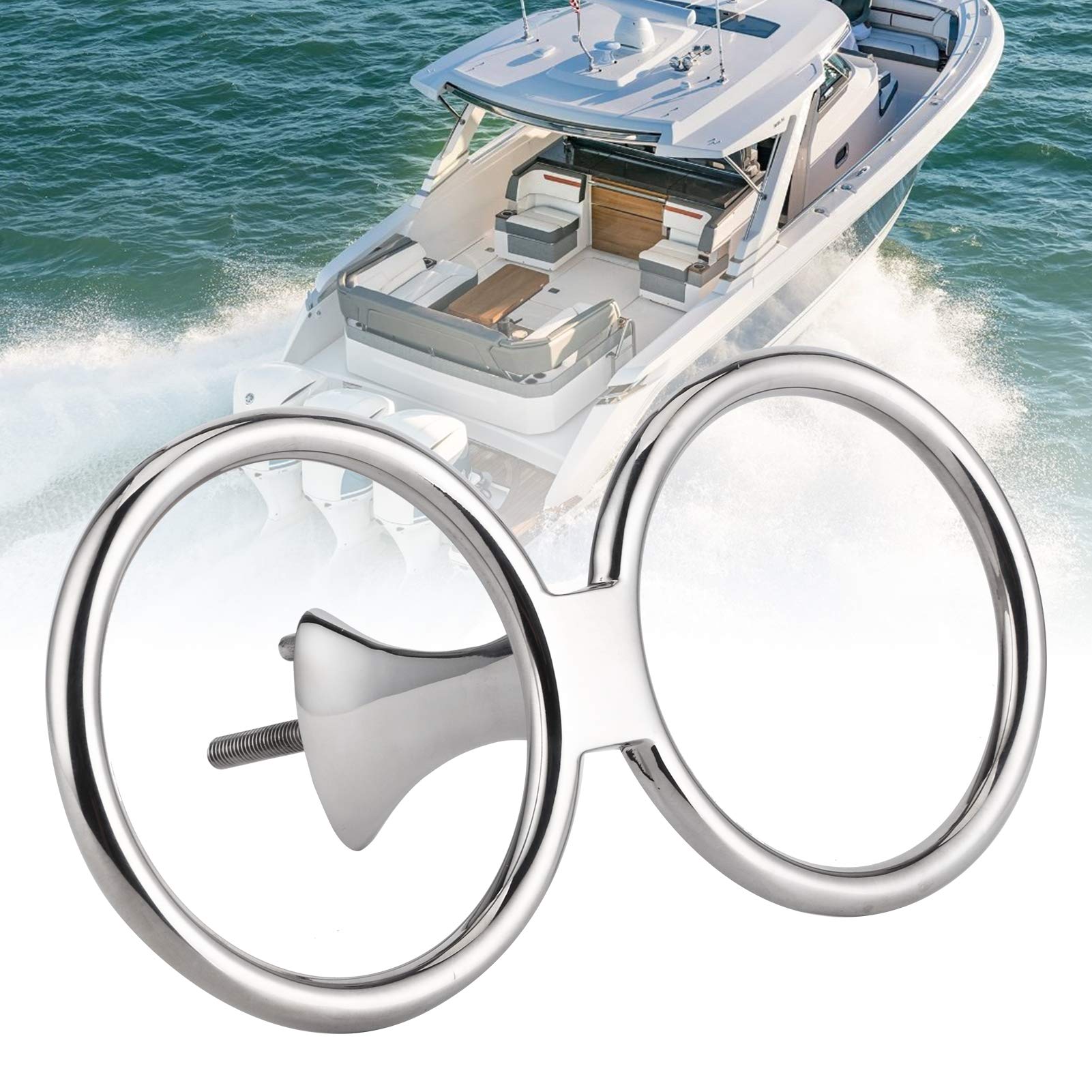 Portabicchieri a Doppio Anello in Acciaio Inossidabile Lucidato di Alta qualità per Barca/yacht/auto/, Portabevande Comodo e Leggero, Adatto a Qualsiasi Tazza o Bottiglia
