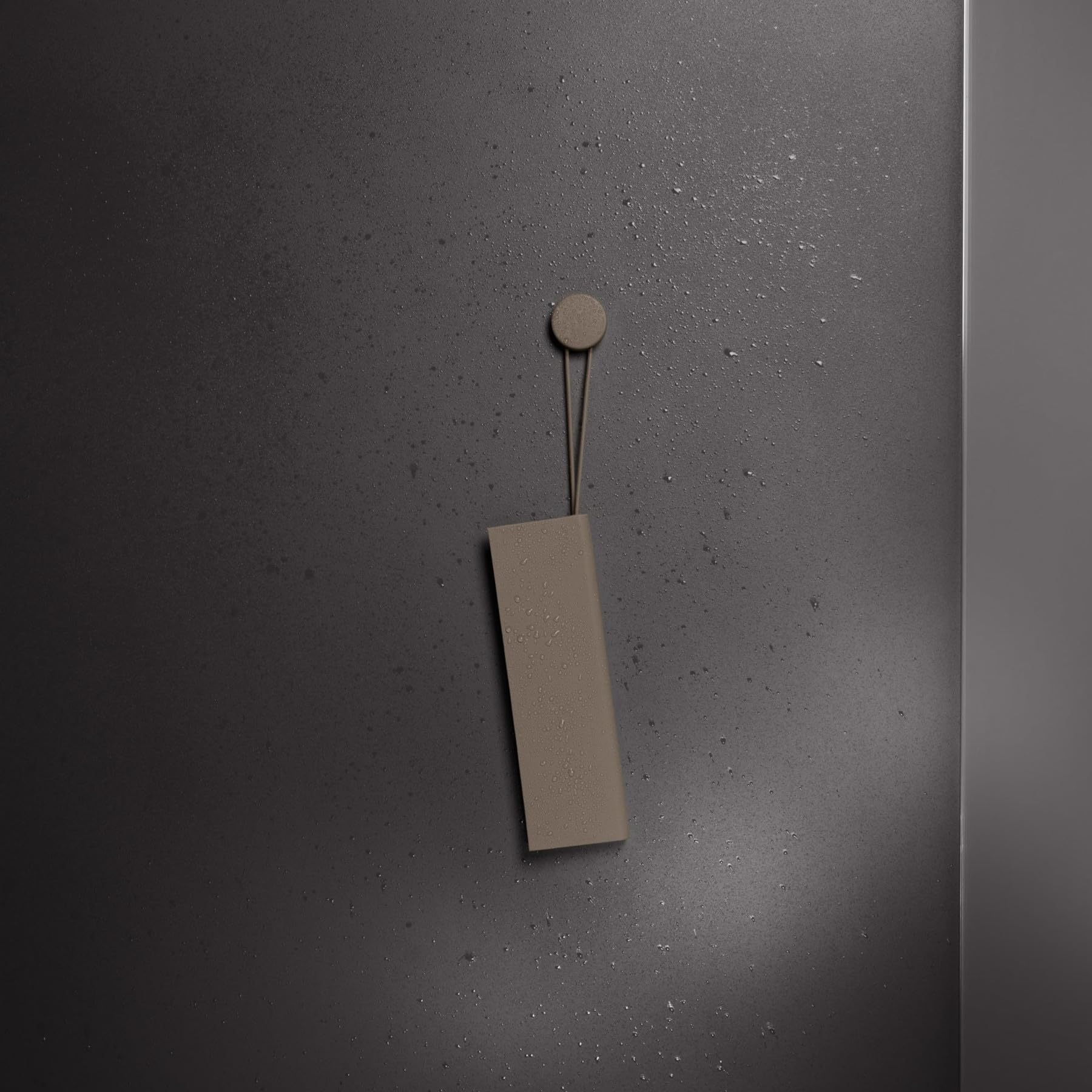 Keuco Raclette de Douche en Silicone, avec Support Mural, Couleur : Truffe | Essuie-vitre à coller 26,4x8,2x1,7 cm sans traces, racloir pour douche