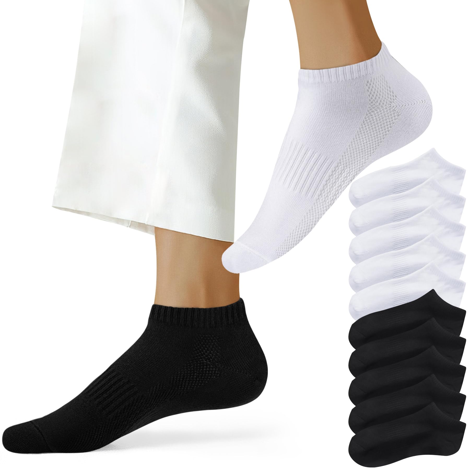 NUOZA 10 Paar Sneaker Socken Herren Damen Baumwolle Schwarz Weiß Grau Kurze Halbsocken Unisex