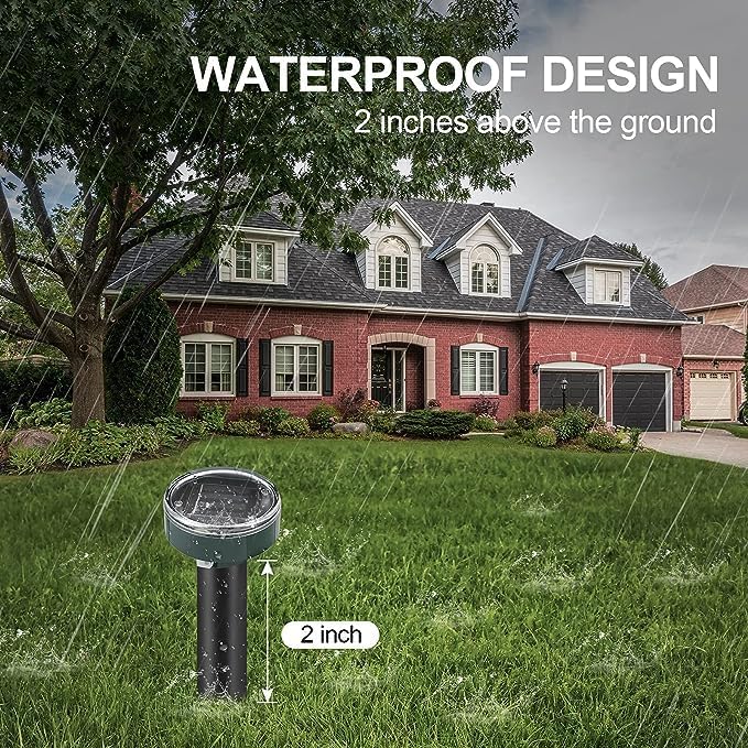 Miniatura 6 de Paquete de 2. Repelente Gopher Ultrasónico alimentado por energía solar  Fácil de usar repelente solar de topos ultrasónico  Estacas repelentes