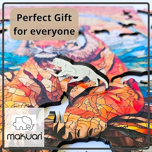 Miniatura 4 de Rompecabezas de madera para adultos, 200 piezas de tigre de Bengala Grand, 0.197 in, tamaño mediano (7,9 x 11 pulgadas), regalo, forma única, el