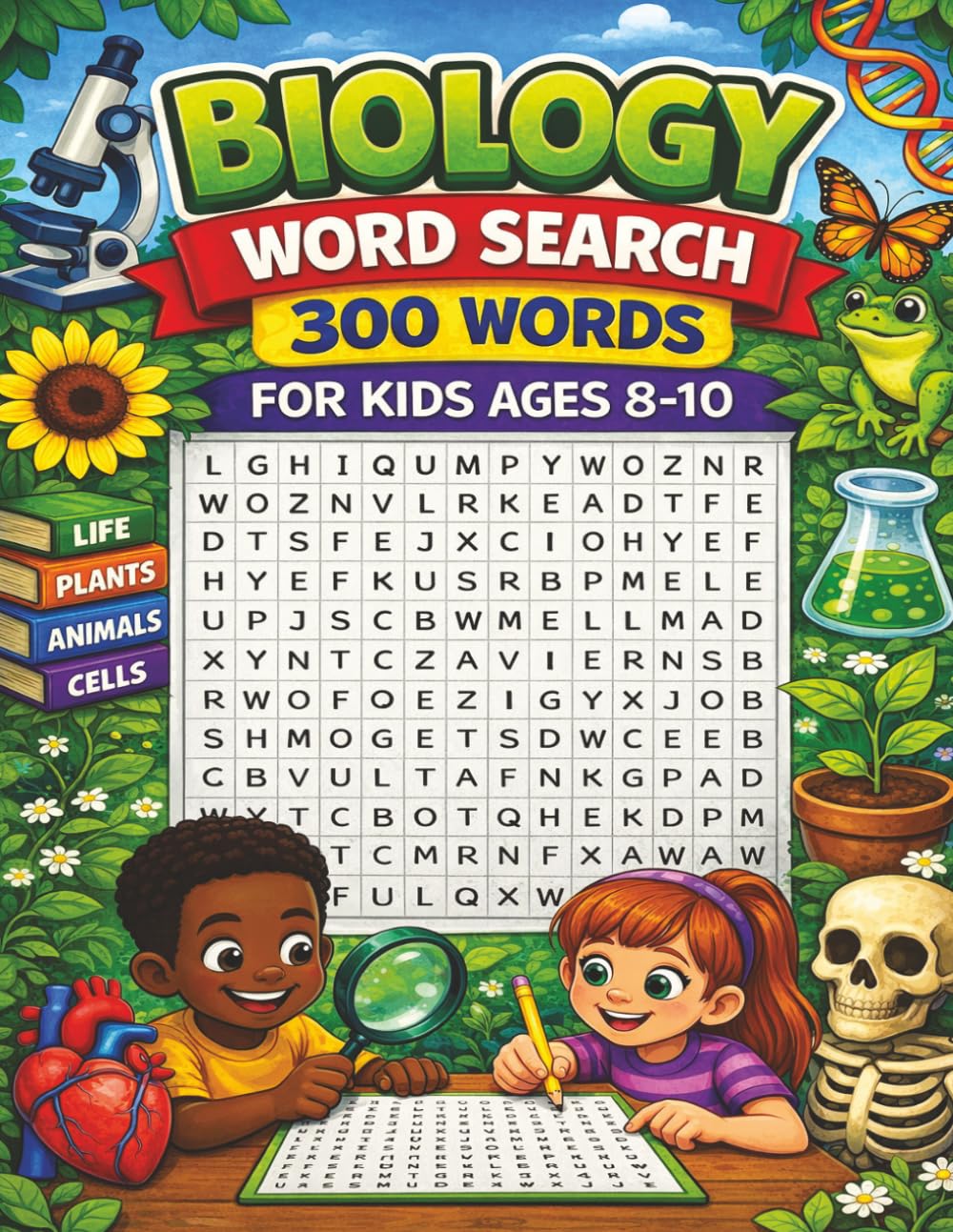 Biology Word Search for Kids ages 8-10: 50 Biology-Themed Word Search Puzzles to Boost Vocabulary, Spelling, and Science Skills! Fun and Educational! ... word search puzzle books for kids)