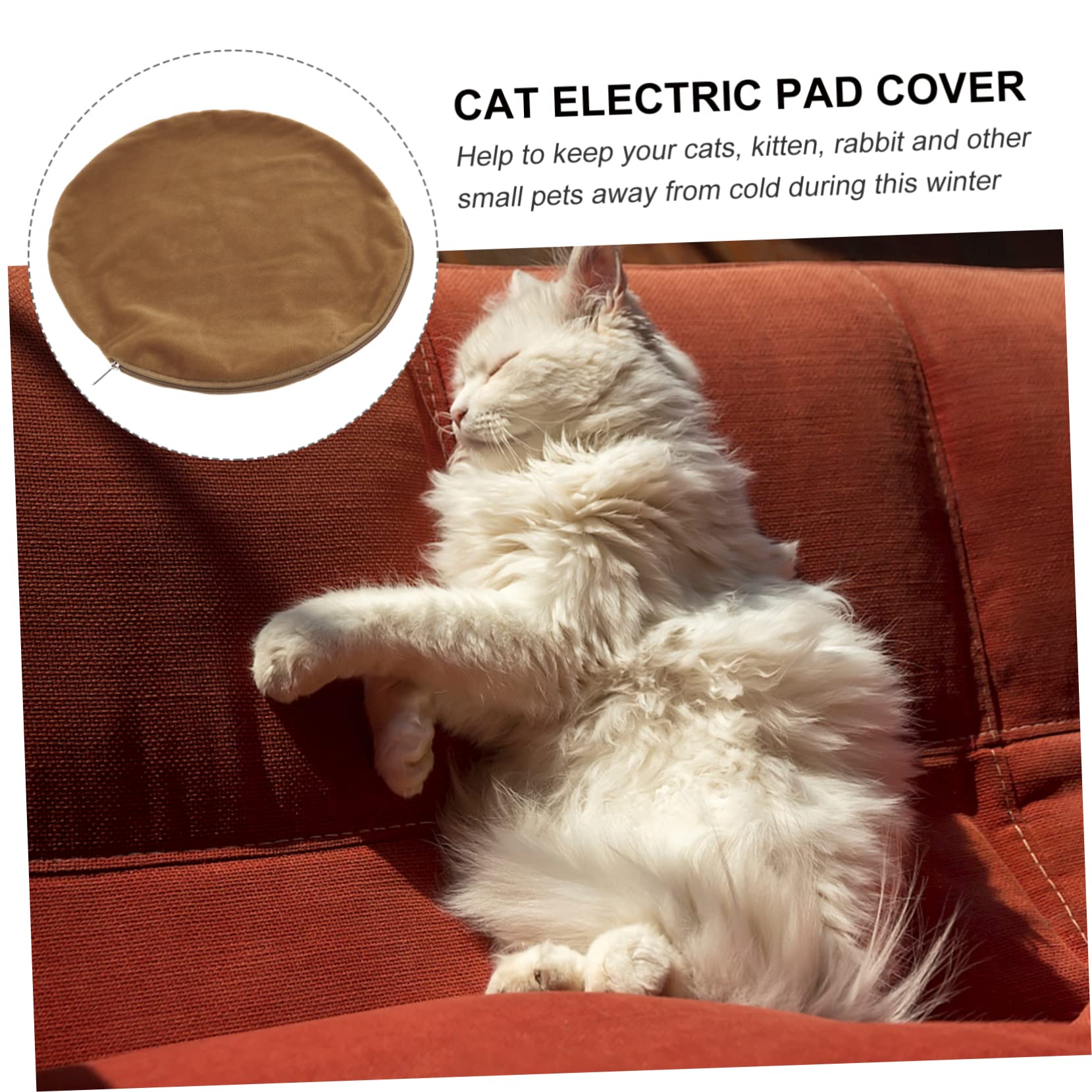 POPETPOP Pet Cat Electric Heating Mat Replacement Cover Round Cushion Cover for Cats Kittens and Pets Durable Washable Design for Winter Warmth