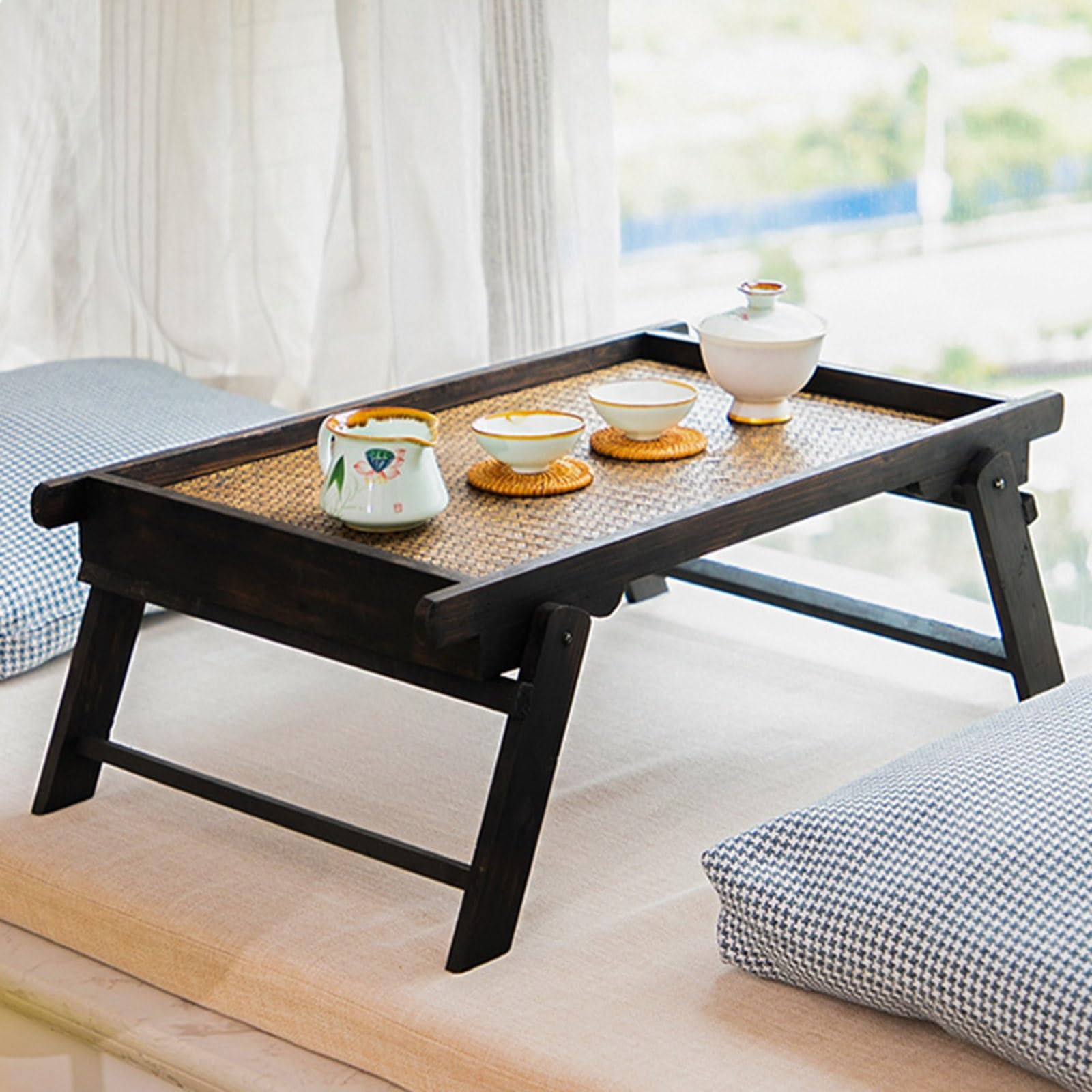Table pliante en bois basse pour tatami et bureau à domicile