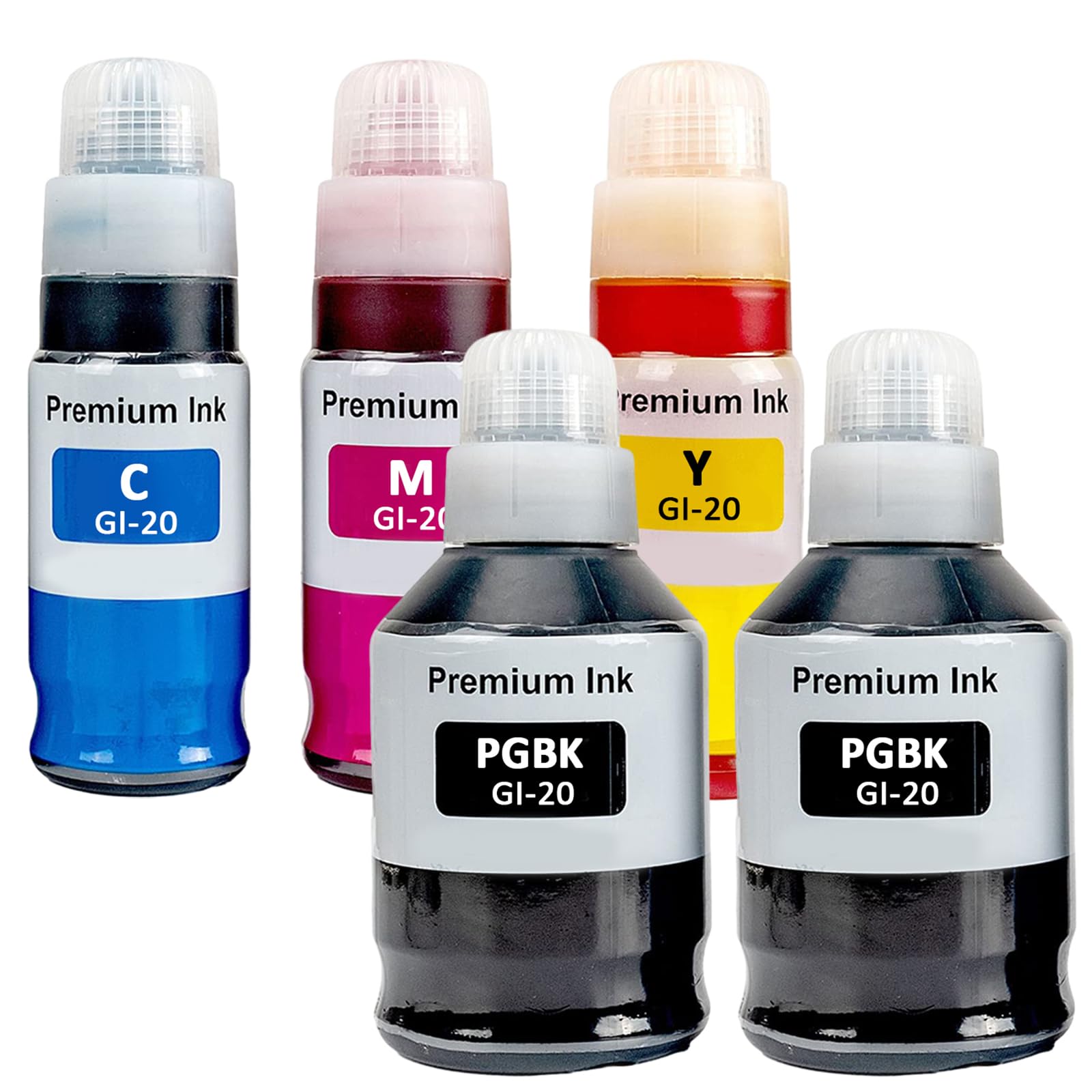 LAIPENG GI-20 GI20 GI 20 Ink Refill Bottles Compatible for Canon PIXMA G6020 G7020 G5020 Printers 5 Color Multipack (5-Pack,BK*2/C/M/Y)
