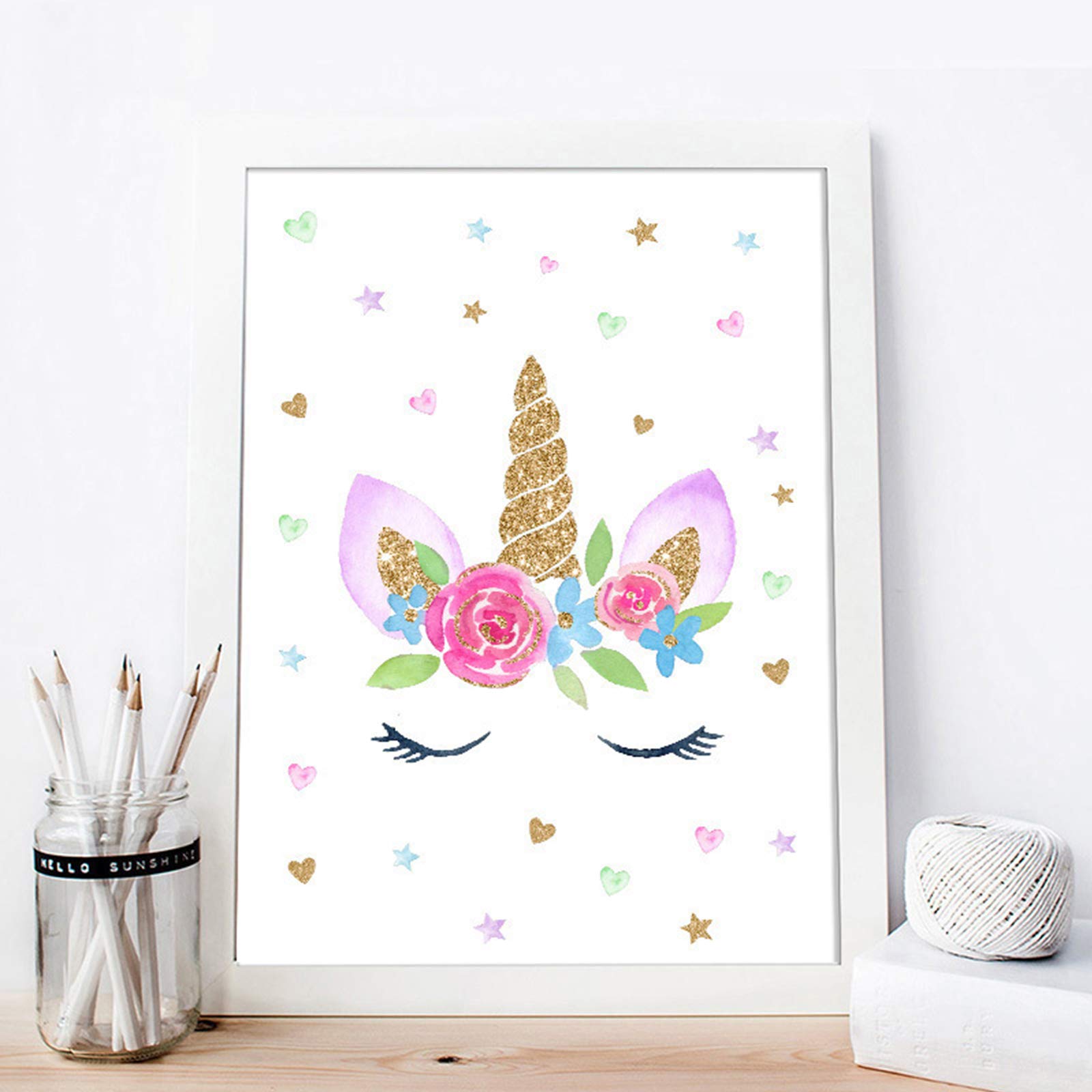 Fensterbild Einhorn Regenbogen - Statisch Haftend Ohne Kleber A4