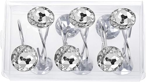Miniatura 6 de HBlife juego de 12 ganchos decorativos de acrílico y vidriante para barra de cortina de regadera