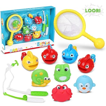 Loori Plastique Pour Jouer Dans Le Bain Jouet De Bain Peche Flottant Bebe Jouet De Bain Bebe Flottant Avec 8 Animaux Differents 2 Cannes A Peche Et 1 Filet De Peche Amazon Fr