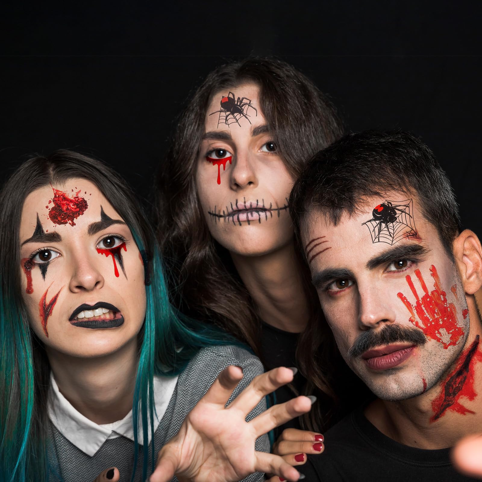 10 arkuszy tatuaży na Halloween, tymczasowe, realistyczne rany, wodoodporne, Halloween, Cosplay, straszna dekoracja makijażu
