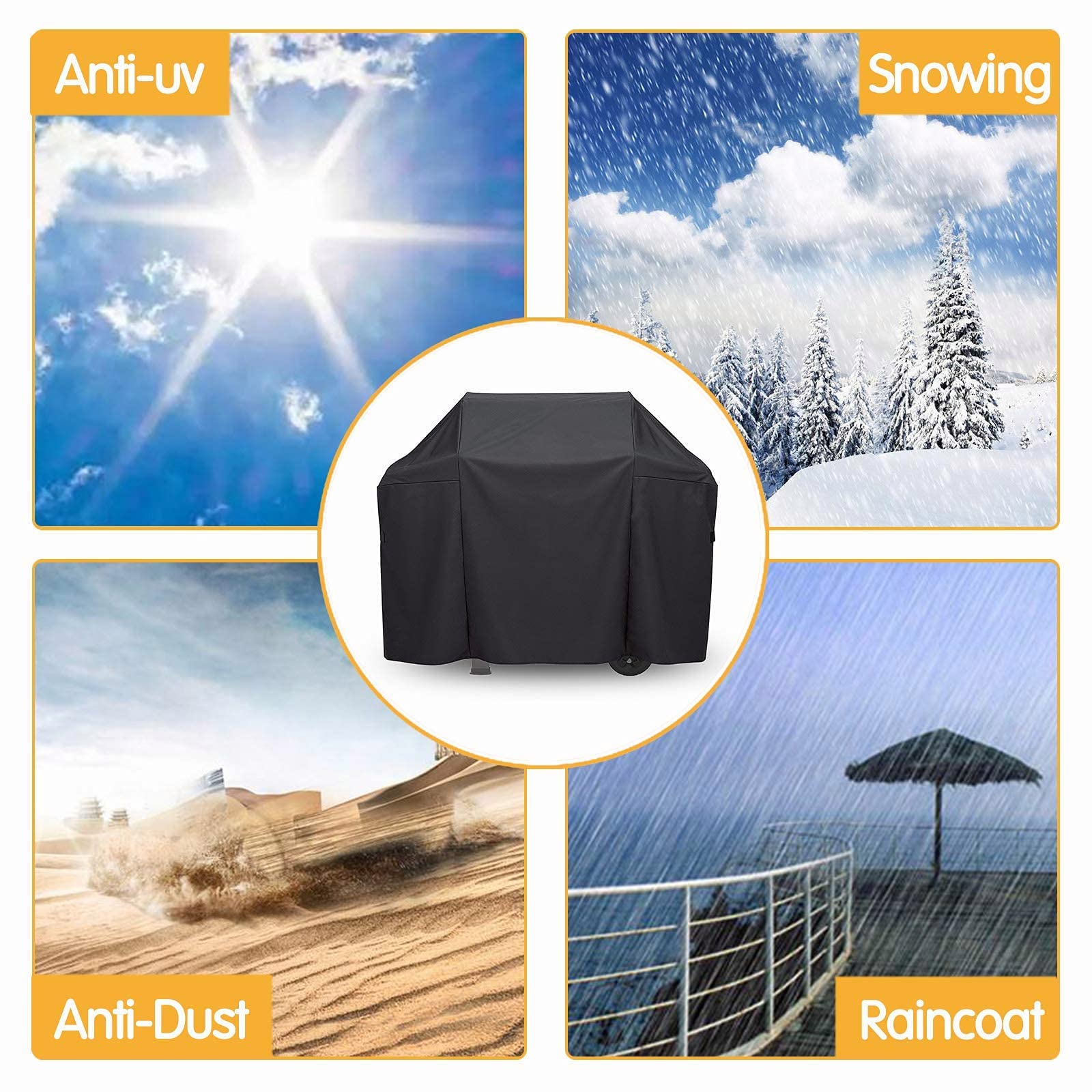 Denmay 7139 Platinum Grill Cover para Weber Spirit II Serie 300 Spirit 300 Series y Spirit 200 Series (con controles laterales montados) 130 CM Cubierta de parrilla resistente y resistente intemperie