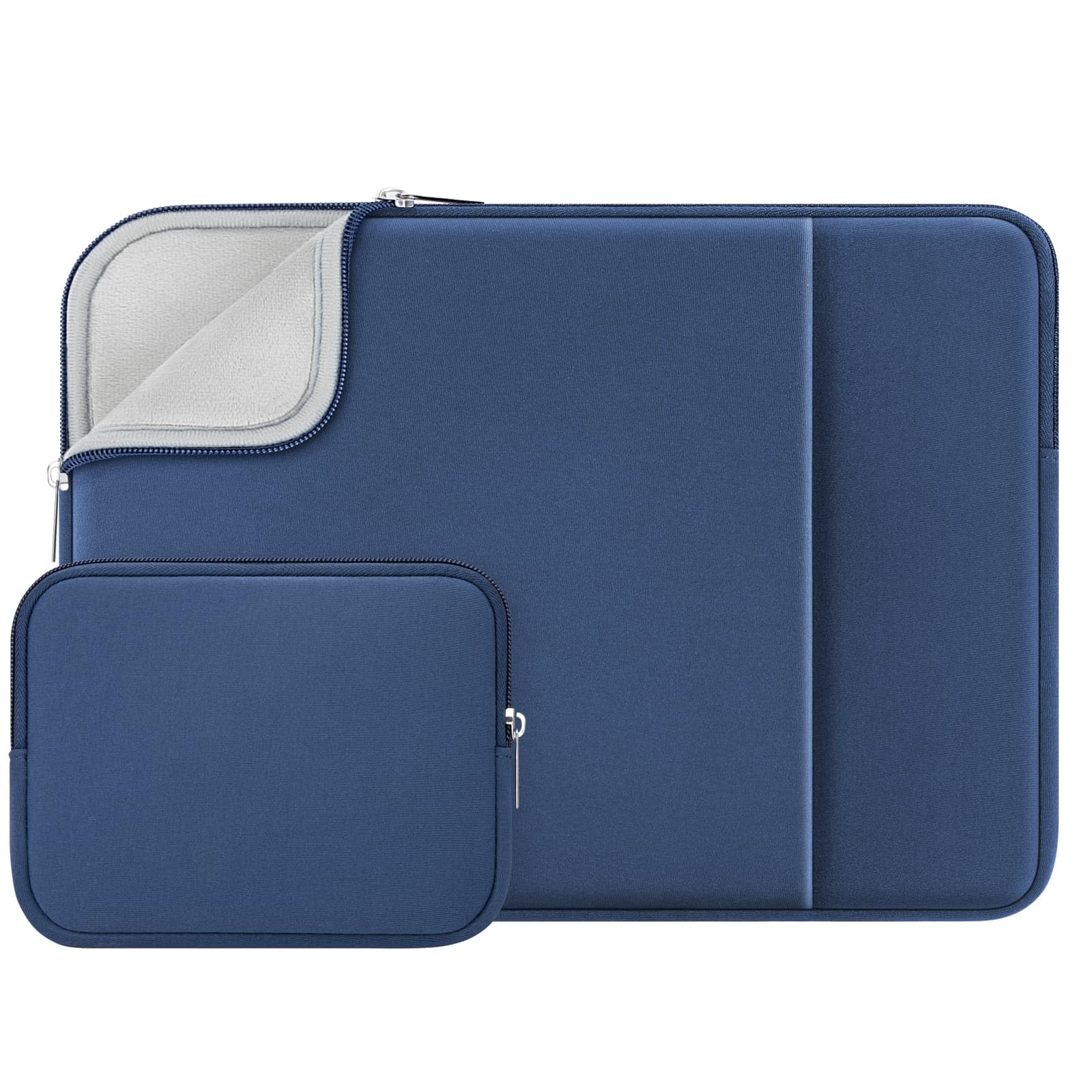 RAINYEAR 14 Inch Laptop Sleeve Protective Case Soft Fluffy Lining Cover Carrying Bag with Front Pocket & Accessories Pouch, Compatible with 14" Notebook Computer Chromebook(Navy Blue,Upgraded Version)