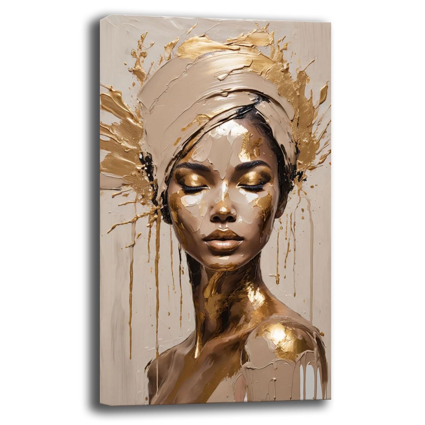 Quadro Moderno Soggiorno Verticale Astratto Donna Volto Quadri moderni di tela canvas da Parete XXL grande Stampa su tela Camera da letto Decorazione Murale muro Arredo Cucina (14, 50x100 cm)