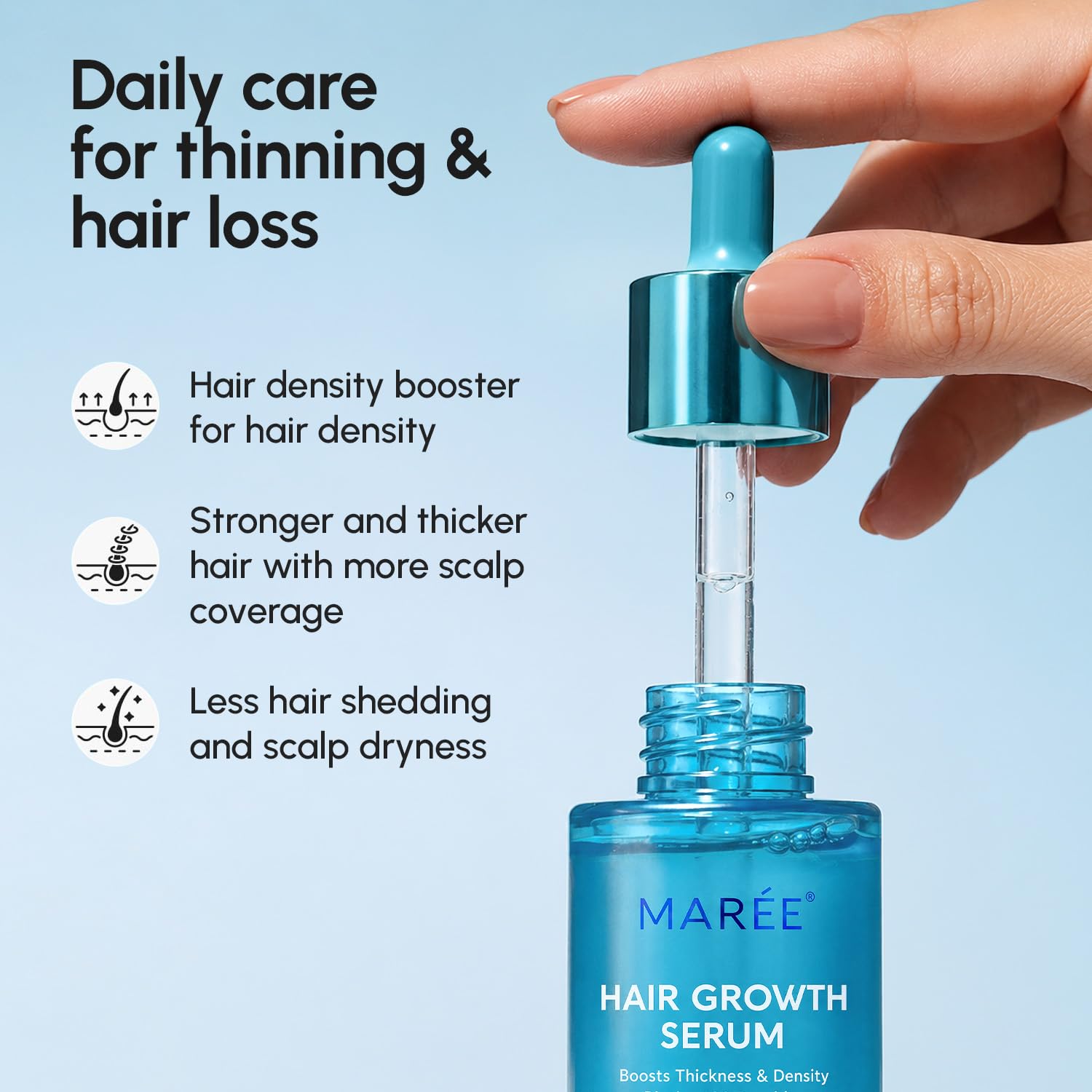 MAREE Hair Growth Scalp Serum with Caffeine, Peptides, Rosemary & Castor Oil