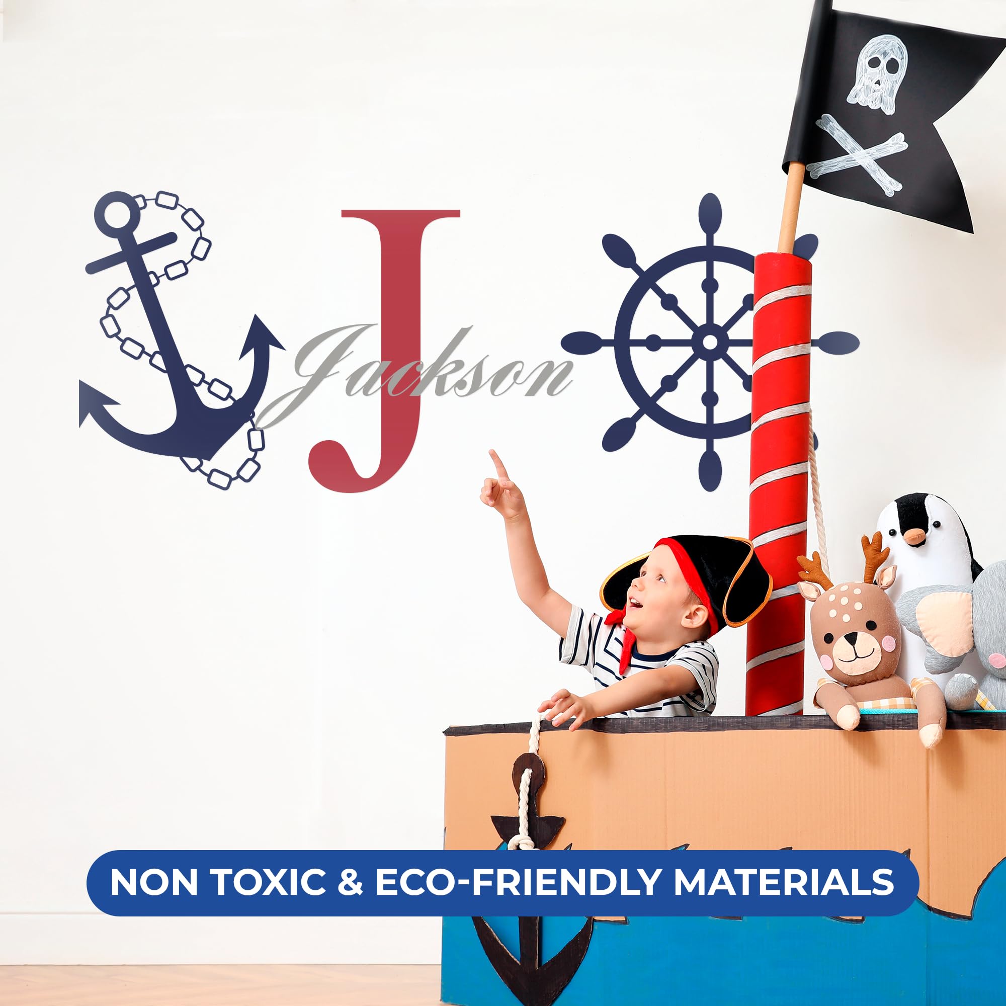 Personalized Name & Initial Rudder And Anchor Wall Decor I Nursery Wall Decal For