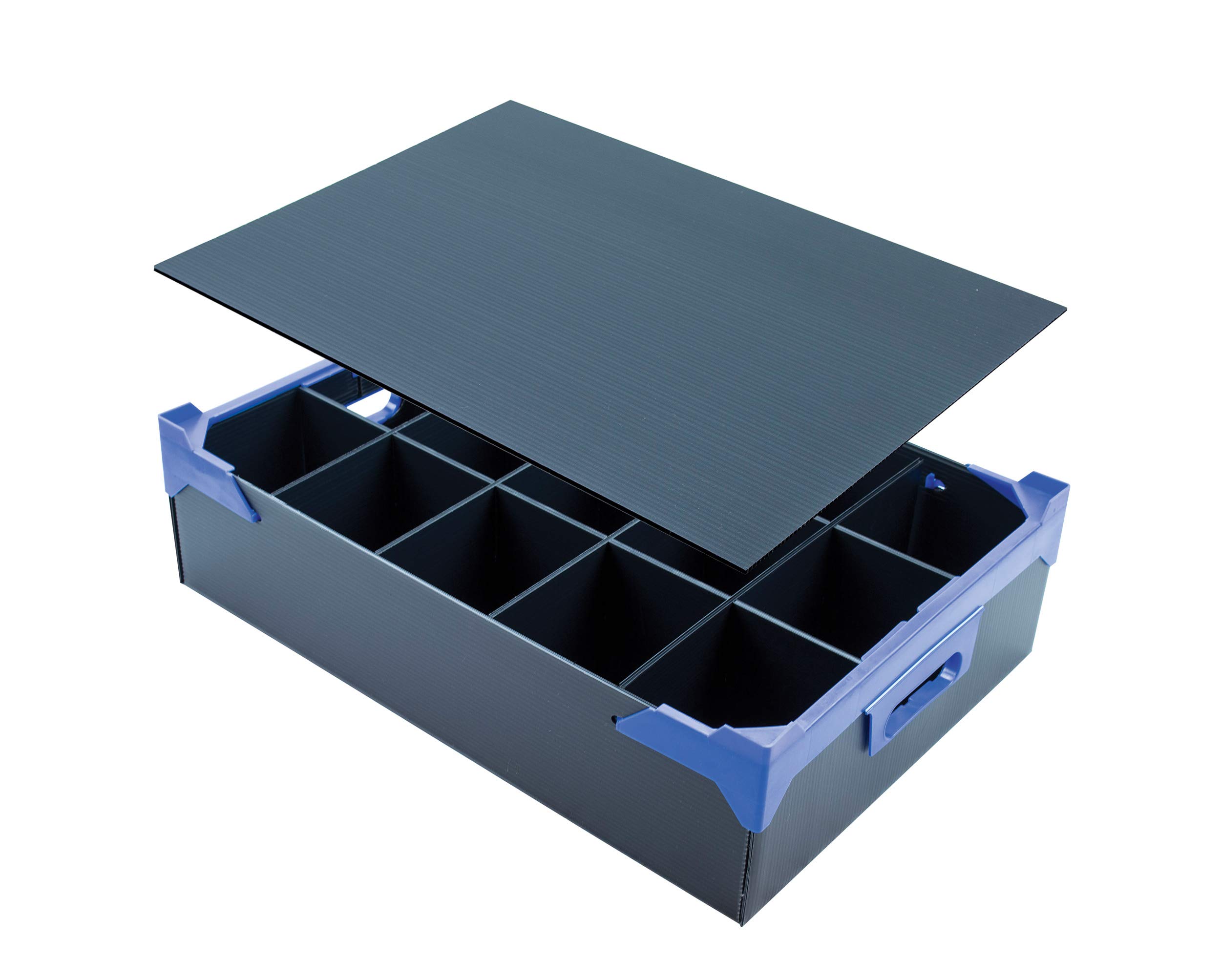 Caterbox Black Pint Glass Storage Box With Lid | 15 Cells | Max Glass/Item Height 160Mm, Width 95Mm