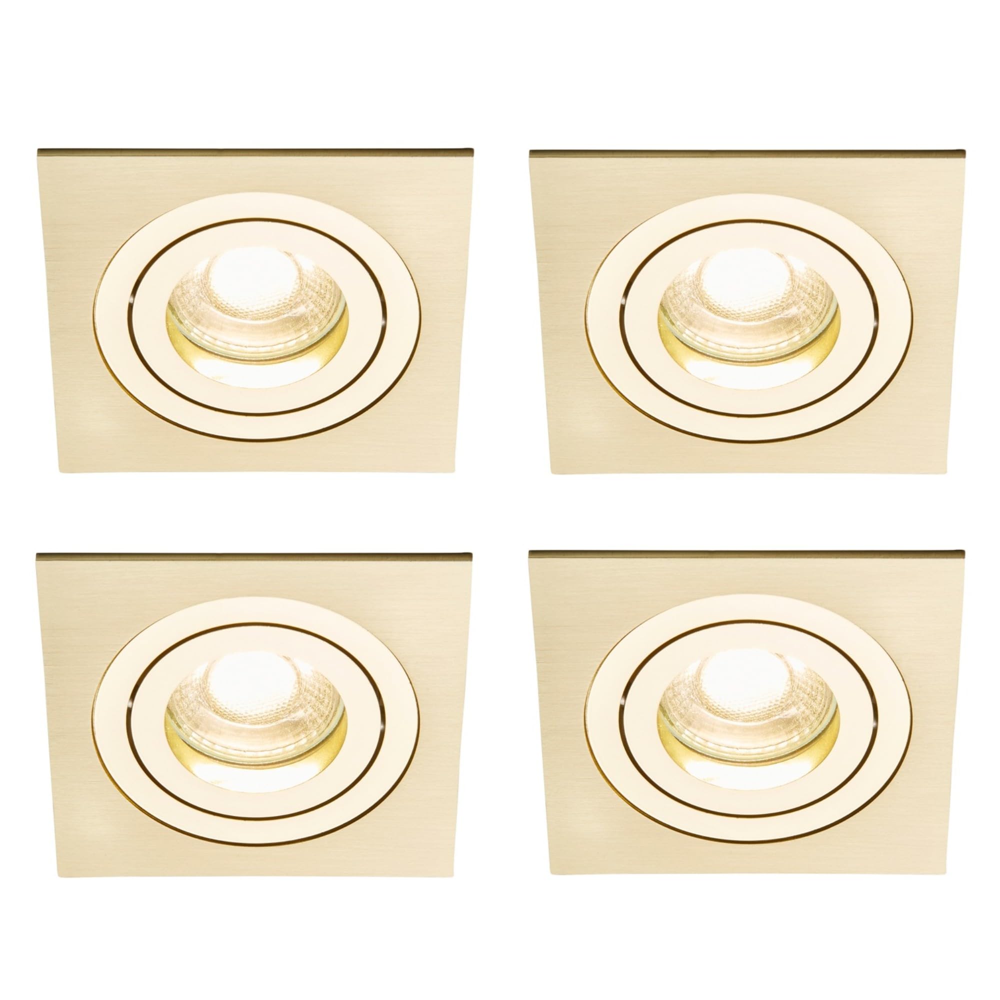 LITECRAFT Evra Square Tiltable Recessed Downlights in Brass - 4 Pack Clearance