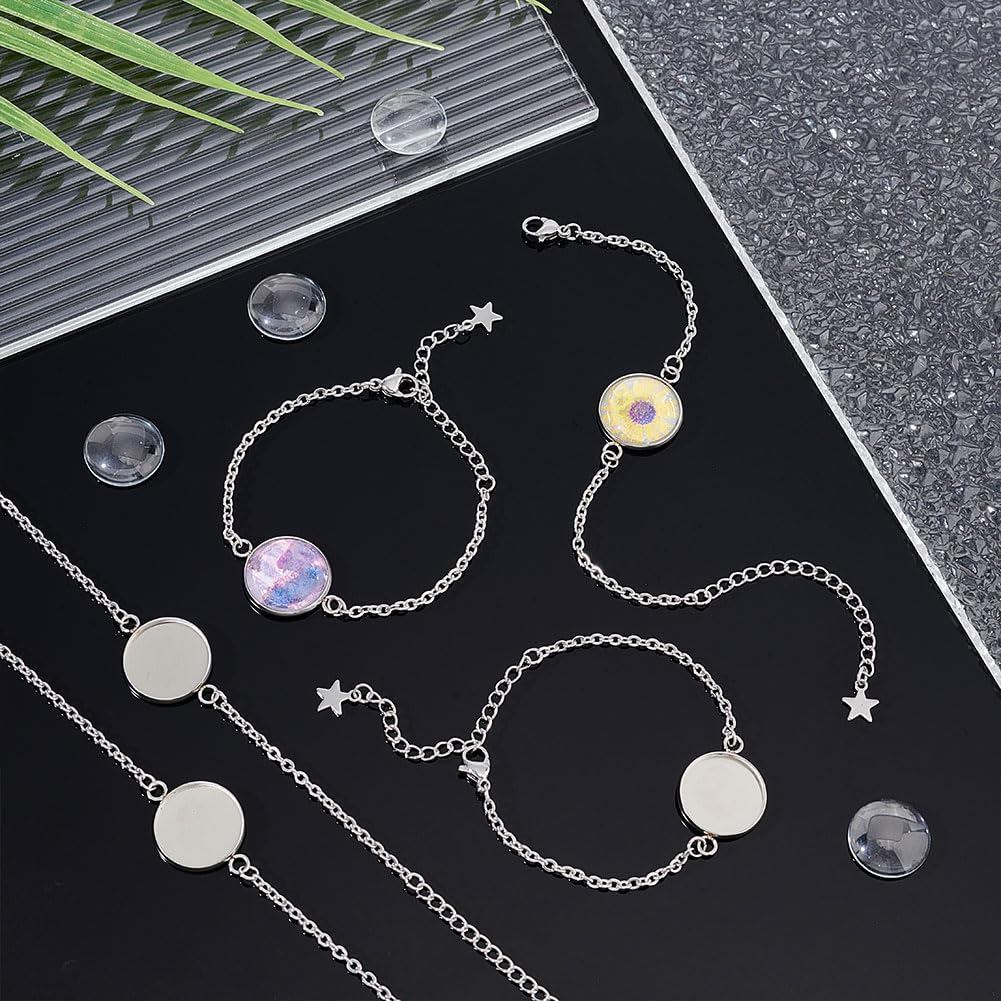 Arricraft 16 Bails Piatte In Ottone Color Argento Per Gioielli Fai Da Te - Fermagli Per Ciondoli E Cabochon Con Contenitore - 4