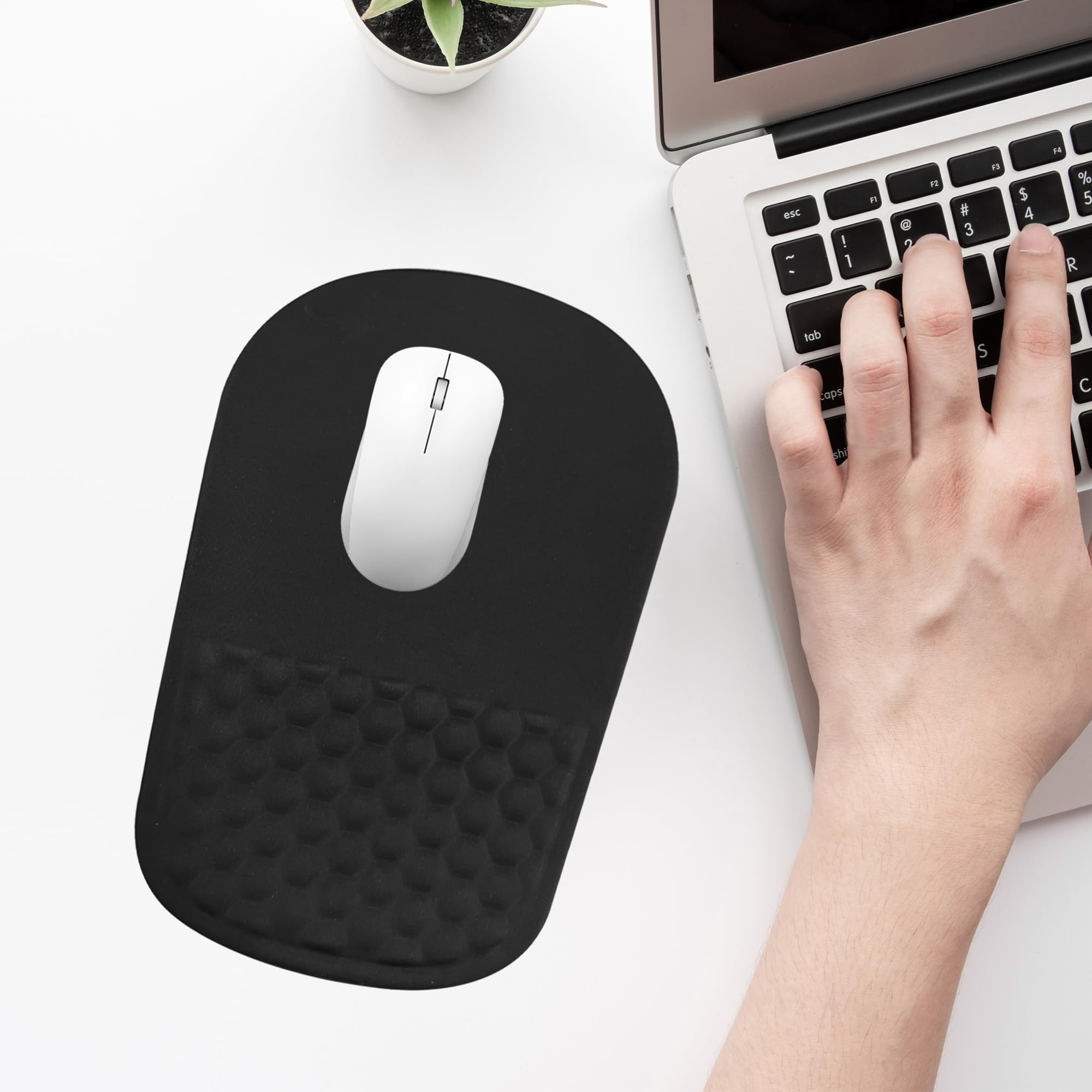 Ergonomic Mouse Pad with Wrist Support Comfortable Memory Foam Mousepad with Massage Design and Non-Slip PU Base Wrist — view 7