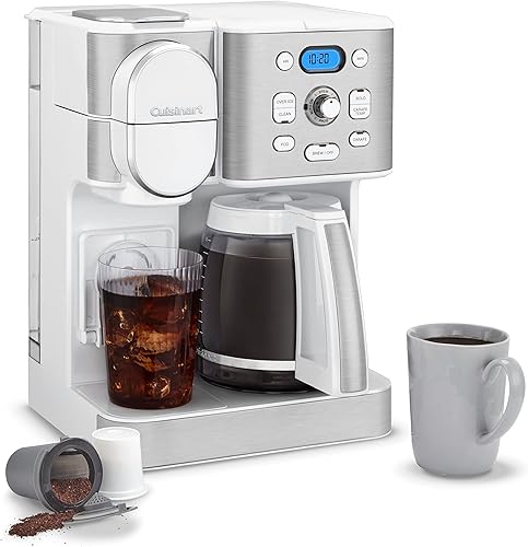 Cuisinart Cafetera, Jarra de vidrio de 12 tazas, Cafetera automática caliente y helado, cafetera de un solo servidor, Acero inoxidable, SS-16W,