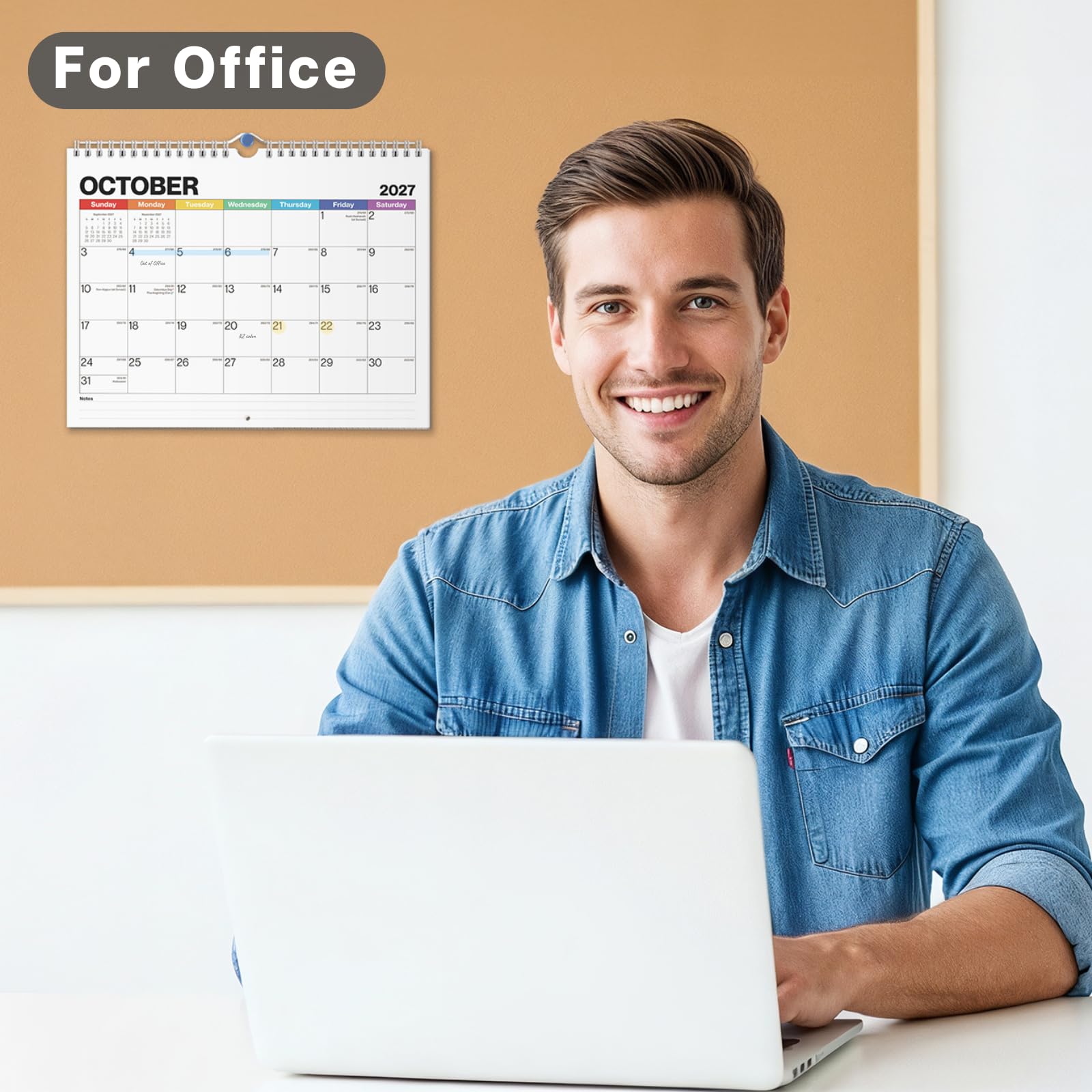 Dunwell Wandkalender 2025, 21,6 x 27,9 cm (bunt), kleiner Monats-Schreibtisch- oder Spiralkalender zum Aufhängen für Zuhause oder Büro, Premium-Qualität, perfekte Größe